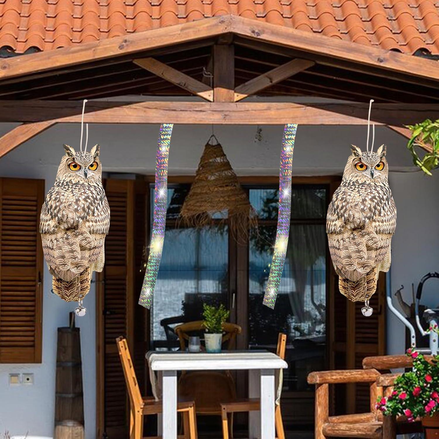 Ahuyentador de Búhos Reflectante Kungfu Mall 3 Piezas Jardín