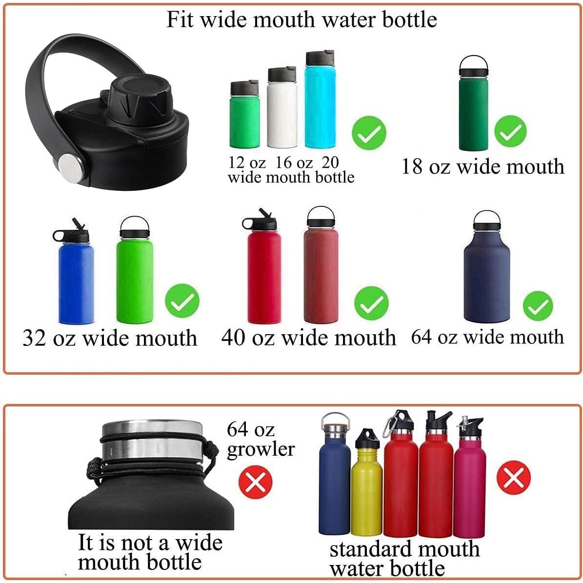 Tapa de Pitorro Tzuoieo para Botellas Hydro Flask Boca Ancha