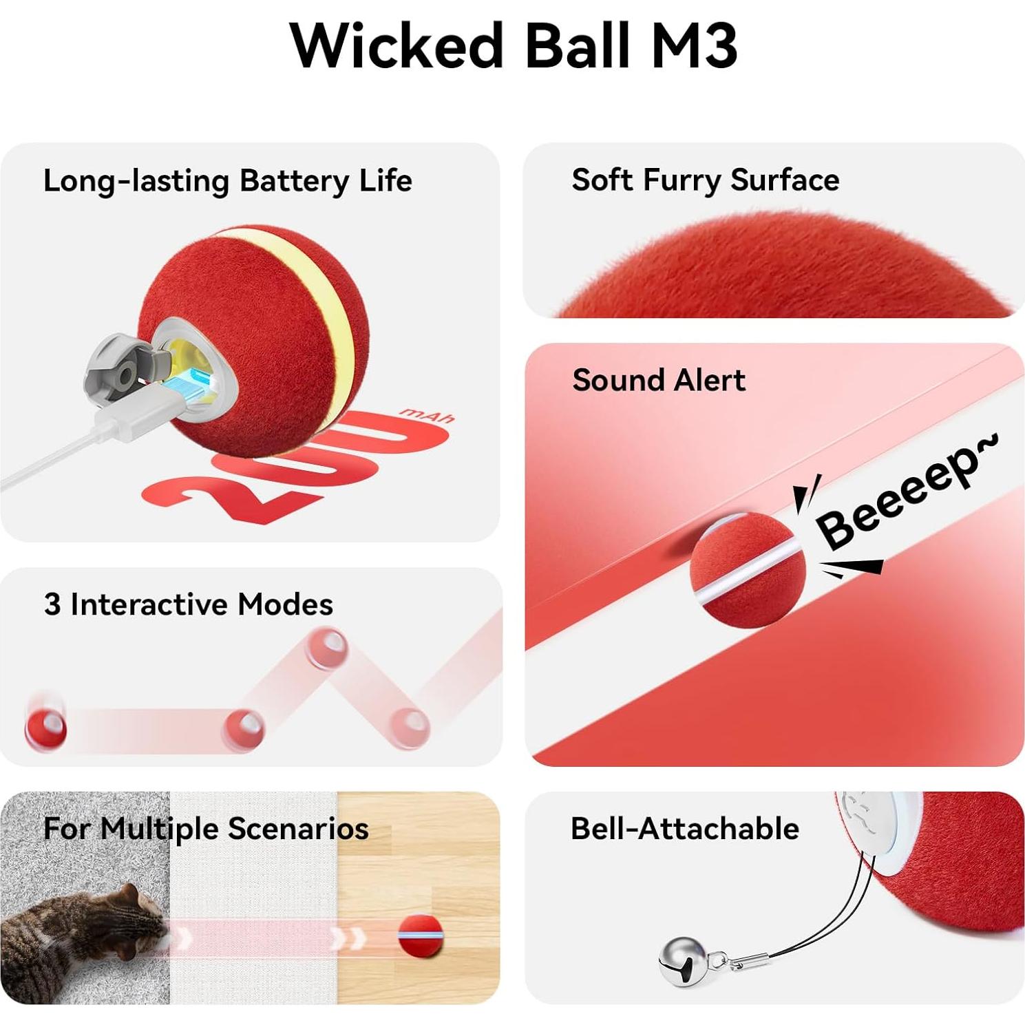 Bola Interactiva Cheerble M3 para Gatos con Luz y Modos