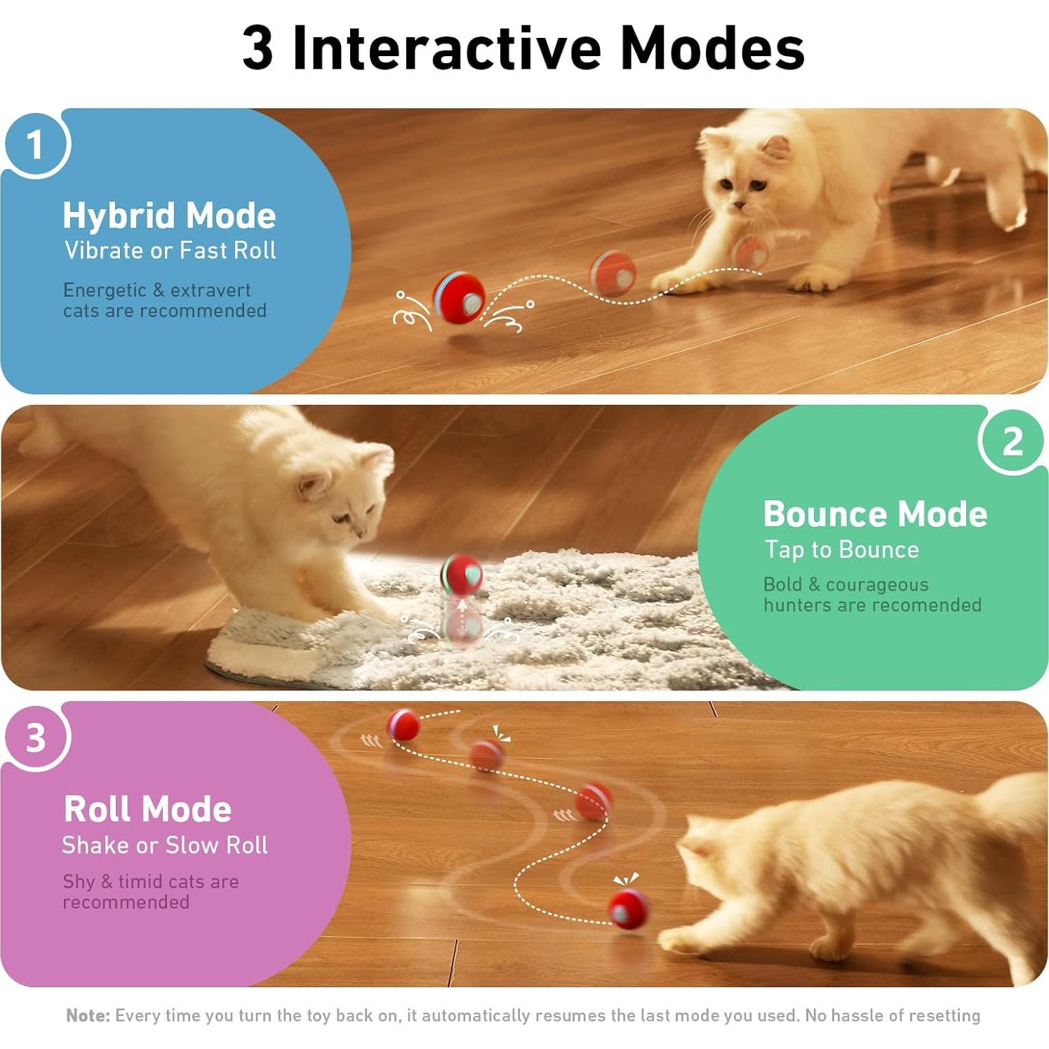 Bola Interactiva Cheerble M3 para Gatos con Luz y Modos