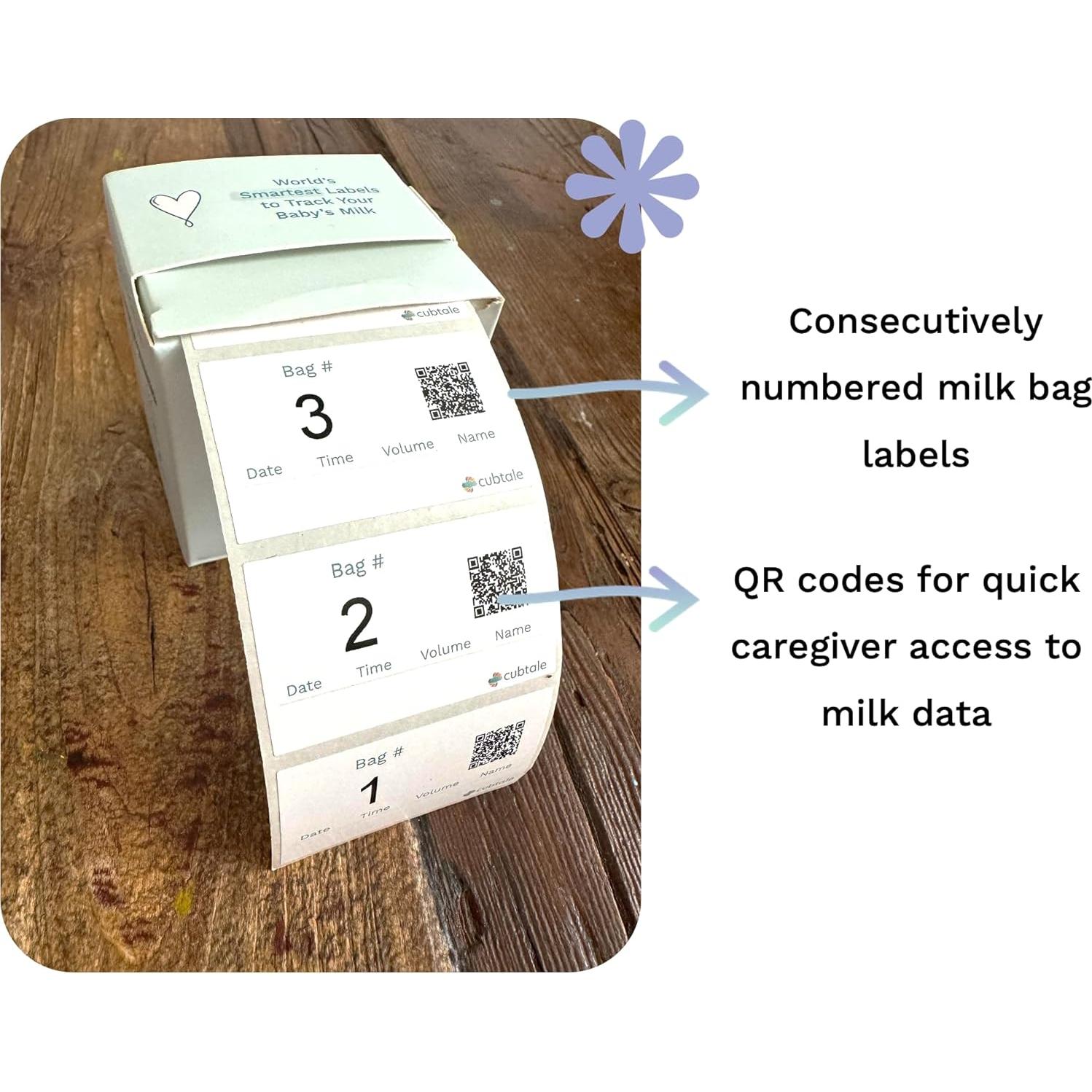 Etiquetas Inteligentes Cubtale para Bolsas de Leche Materna - 500 Unidades