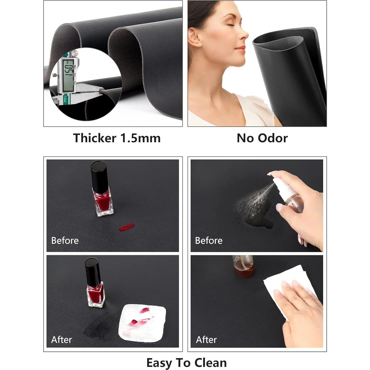 Tapete de Uñas Deciniee 60x40cm Microfibra PU Negro