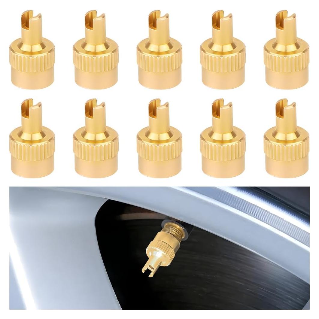 Tapones de Válvula de Neumático FALVFUN - 10 Piezas Bronce