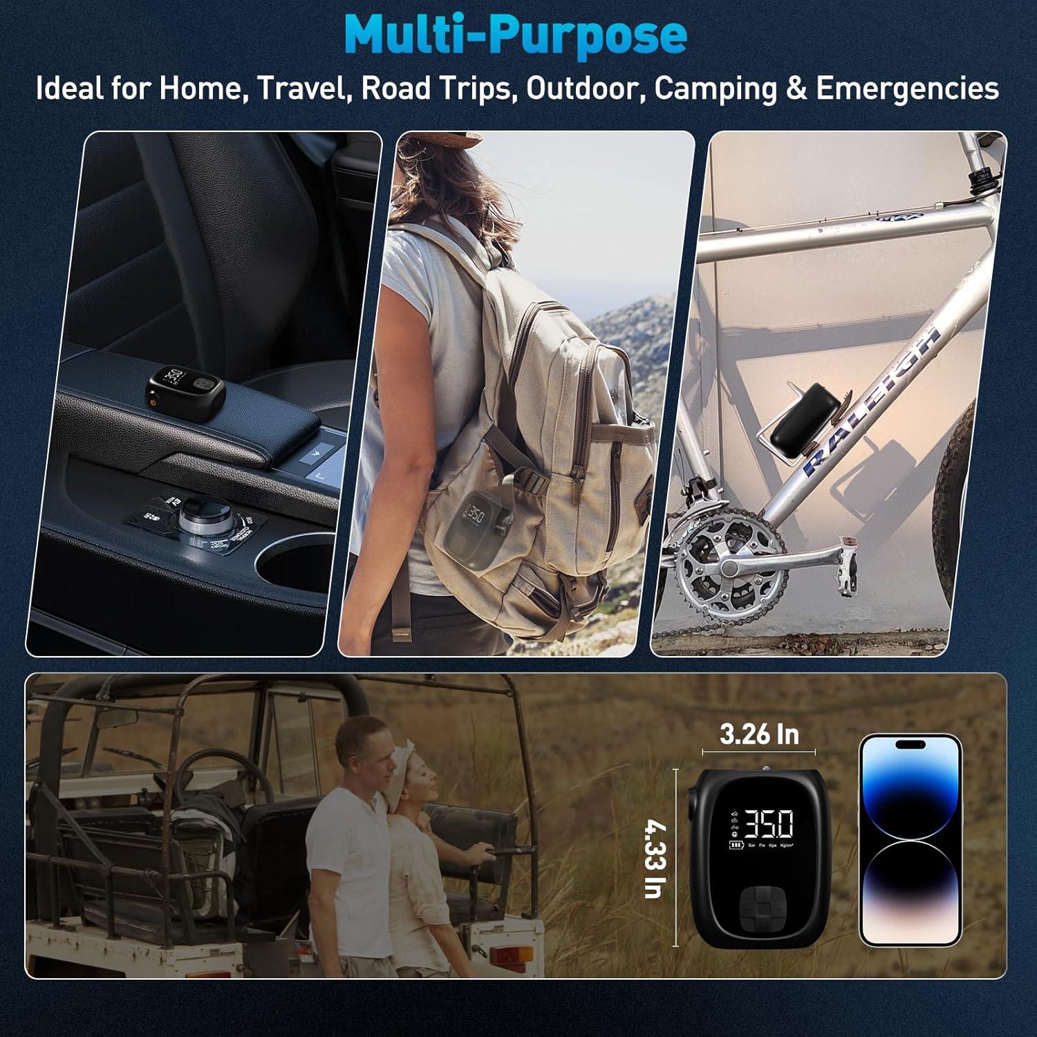 Compresor de Aire Portátil Evjeal 60W con Pantalla LED y USB