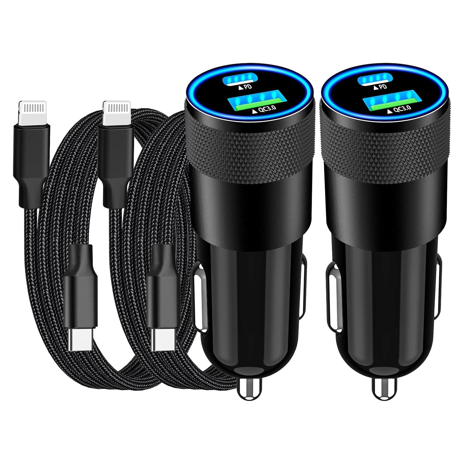 Cargador Rápido para Auto Braveridge 66W MFi + 2 Cables Lightning