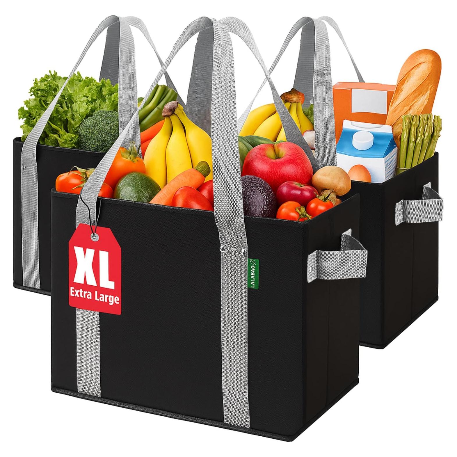 Bolsas de Compras Reutilizables LALABAG - Paquete de 3, Alta Resistencia