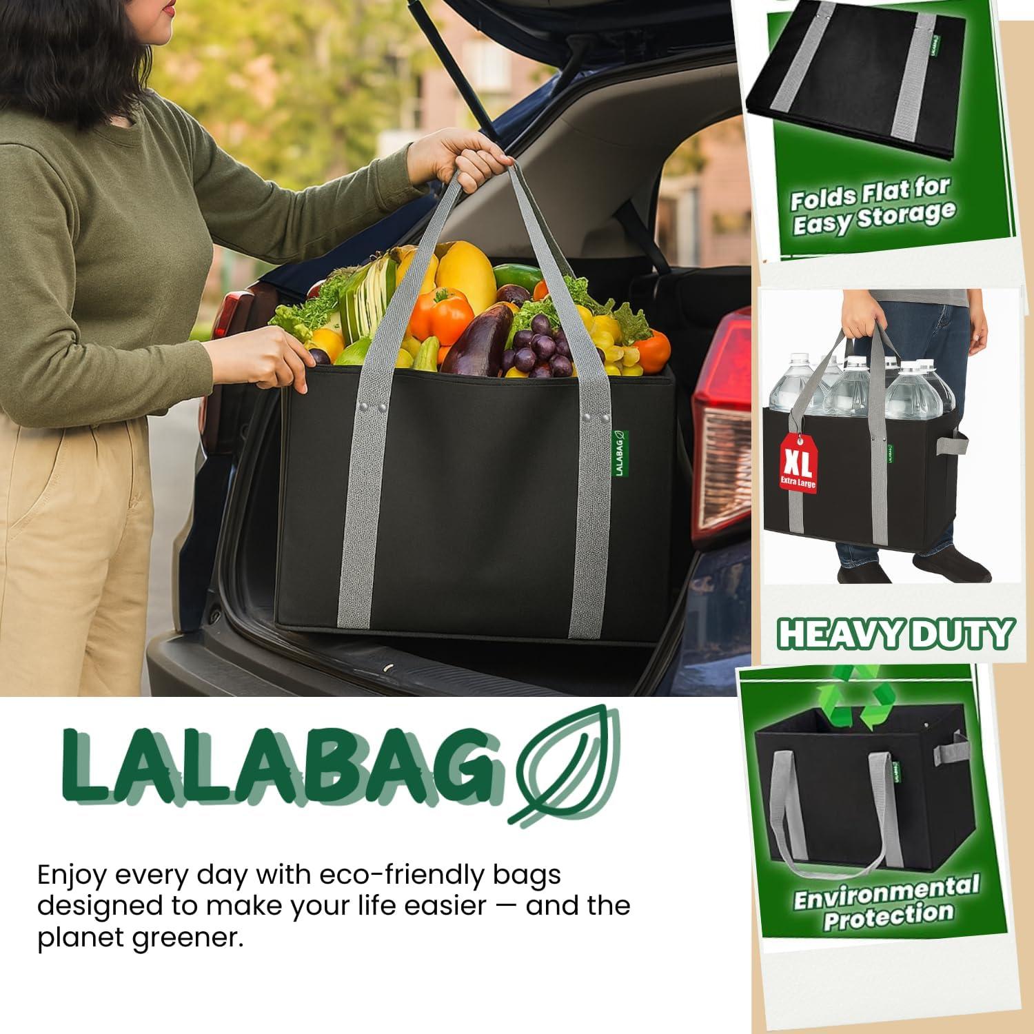 Bolsas de Compras Reutilizables LALABAG - Paquete de 3, Alta Resistencia