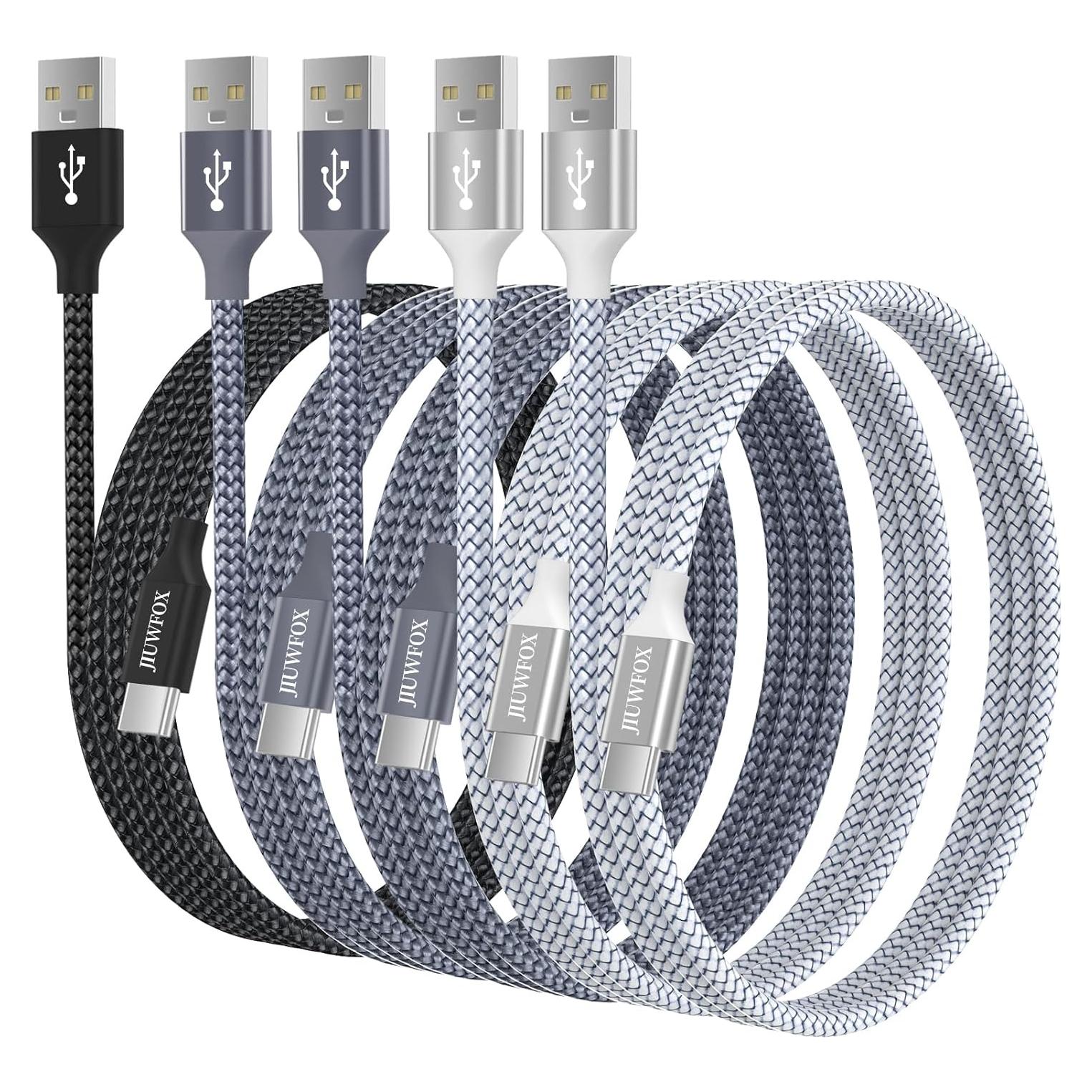 Cable USB a USB C 0.91m JIUWFOX 5-Pack Carga Rápida