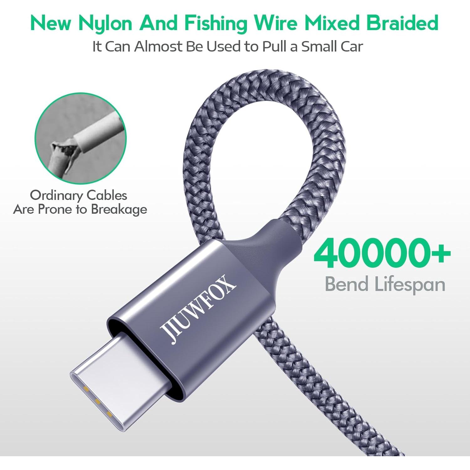 Cable USB a USB C 0.91m JIUWFOX 5-Pack Carga Rápida