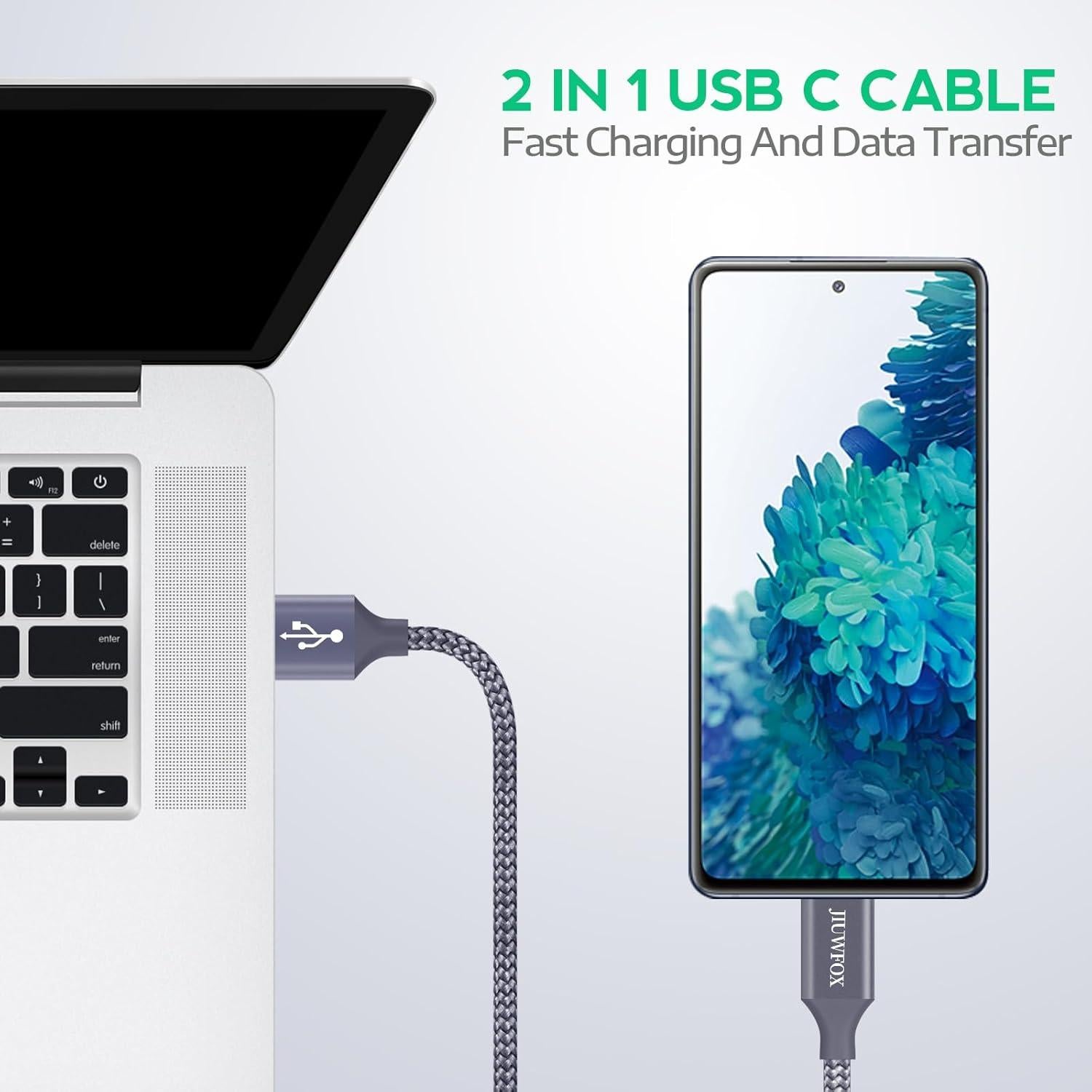 Cable USB a USB C 0.91m JIUWFOX 5-Pack Carga Rápida
