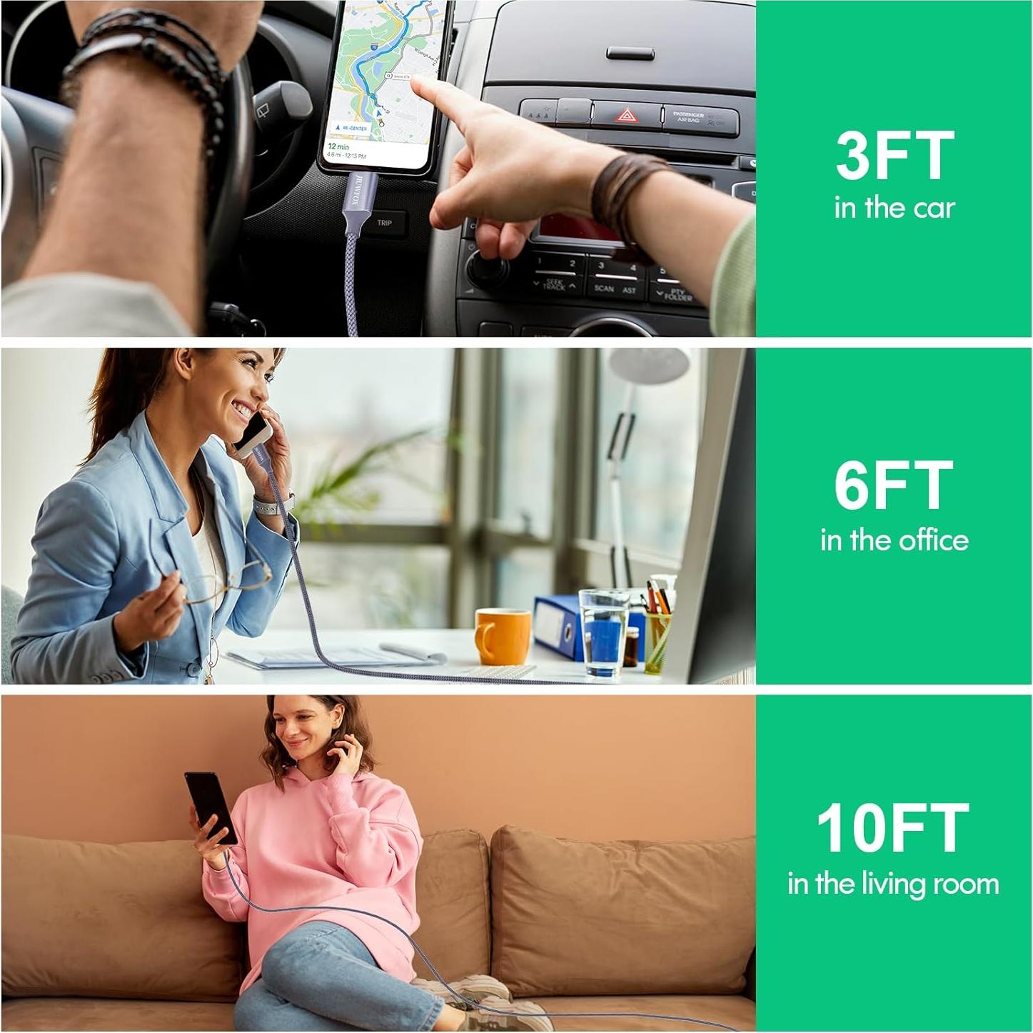 Cable USB a USB C 0.91m JIUWFOX 5-Pack Carga Rápida