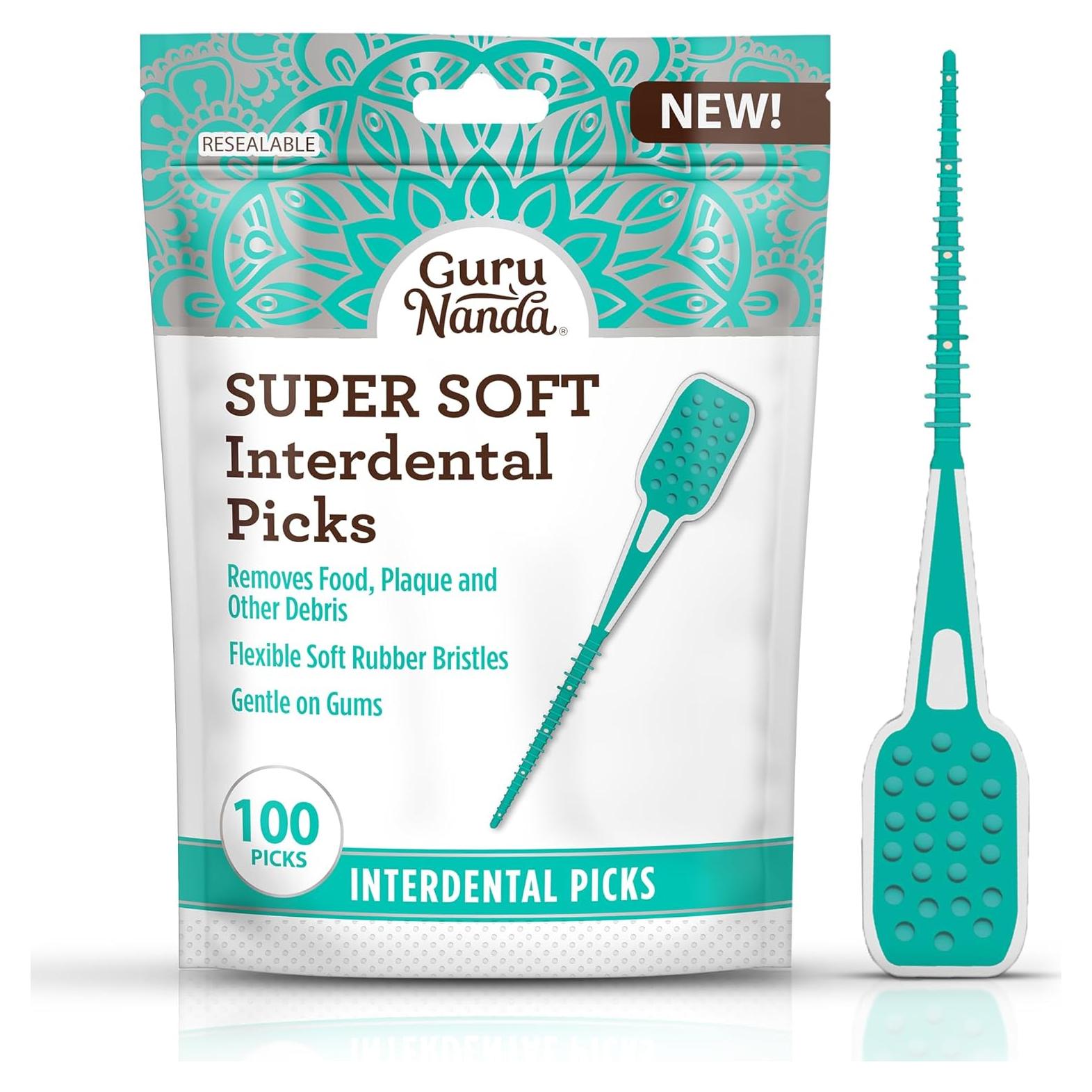 Palillos Interdentales GuruNanda - 100 Unidades Suaves y Flexibles