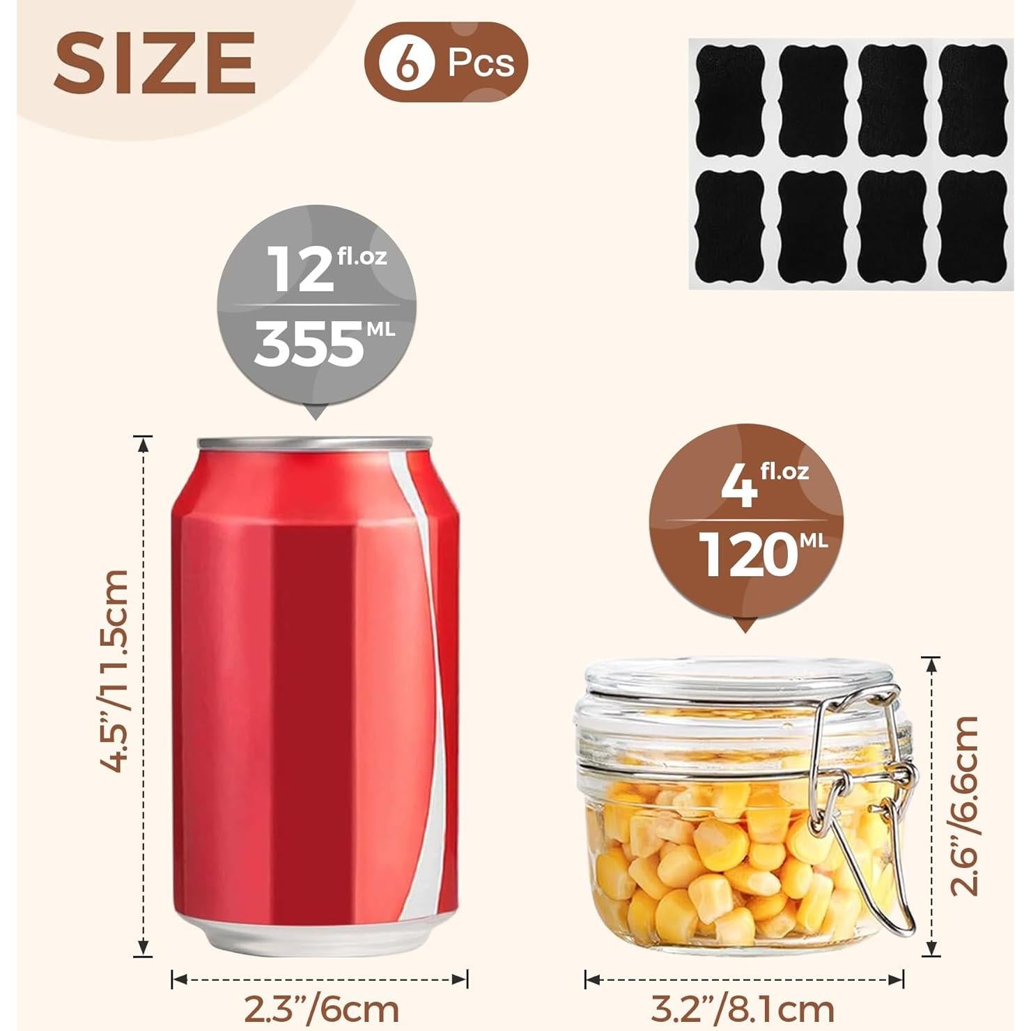 Tarros de Vidrio Herméticos ComSaf 113.4g Set de 6 Redondos