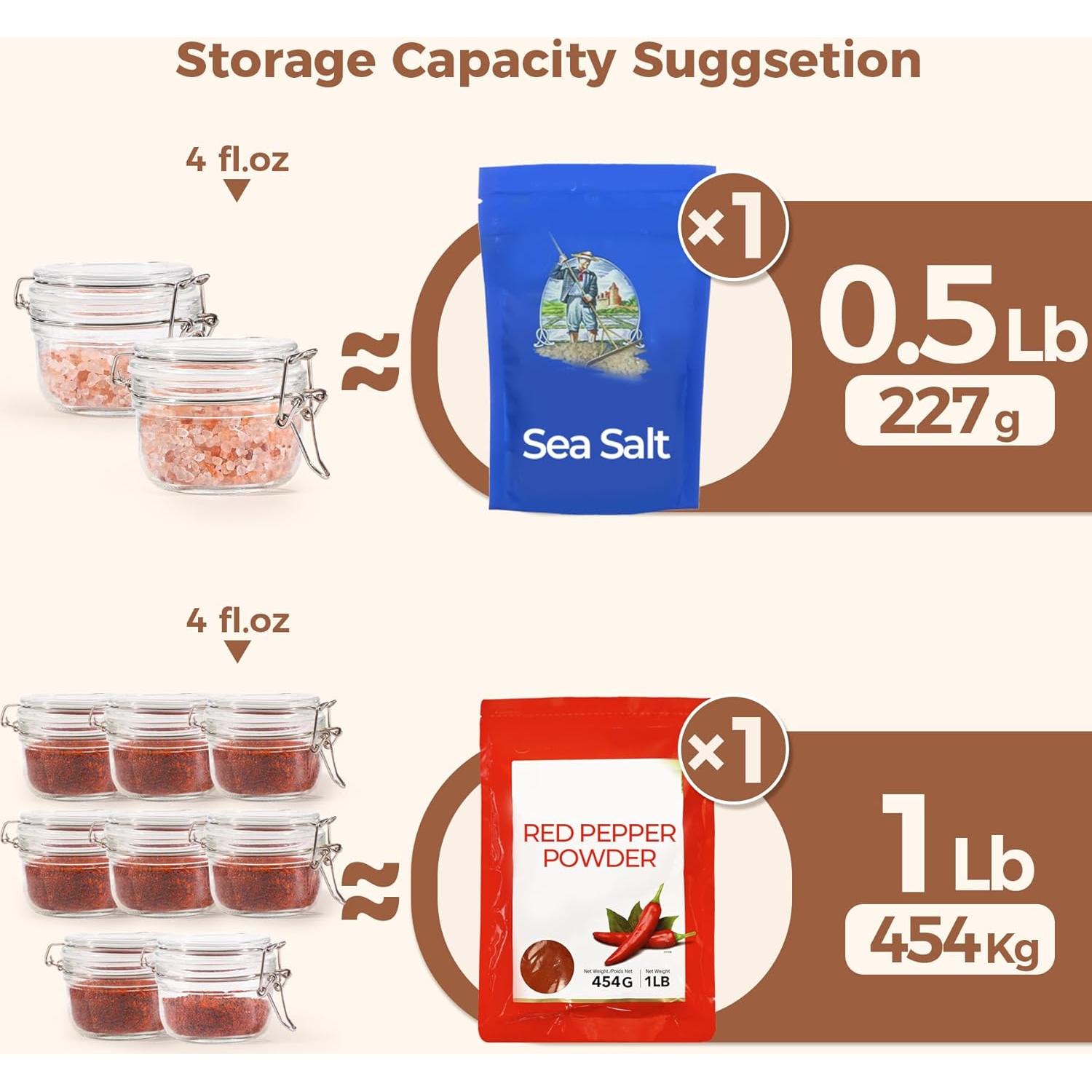 Tarros de Vidrio Herméticos ComSaf 113.4g Set de 6 Redondos