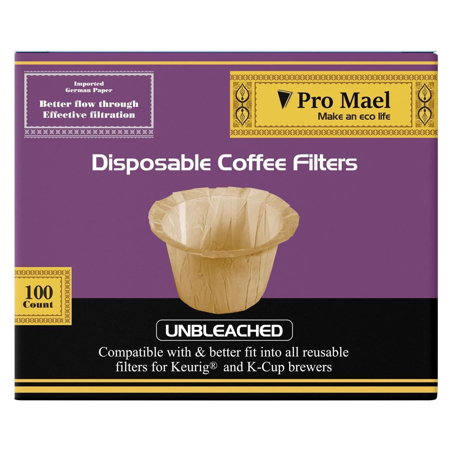 Filtros desechables Pro Mael K Cup 100 unidades papel natural