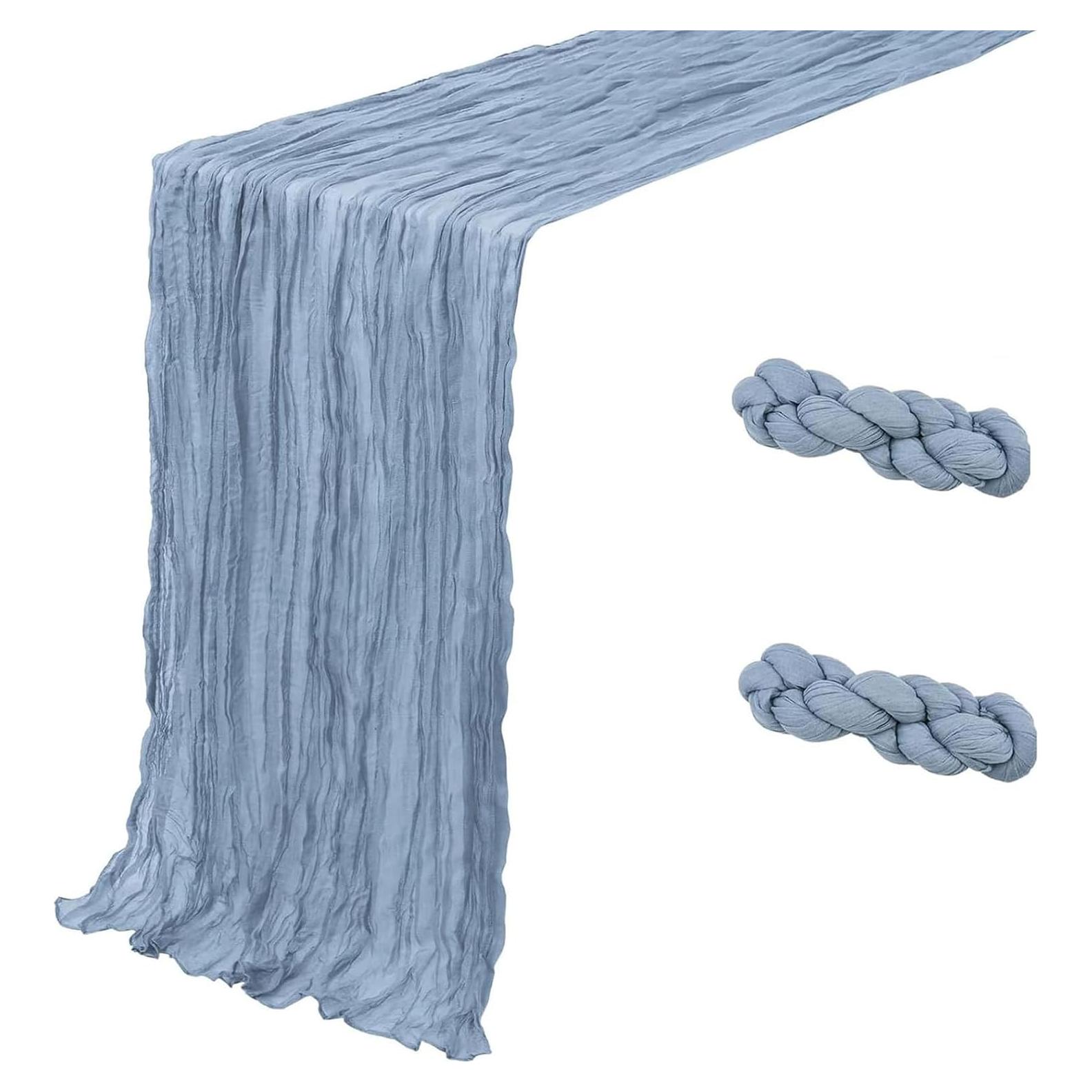 Paquete de 2 Caminos de Mesa de Gasa Azul Polvoriento 90x300 cm