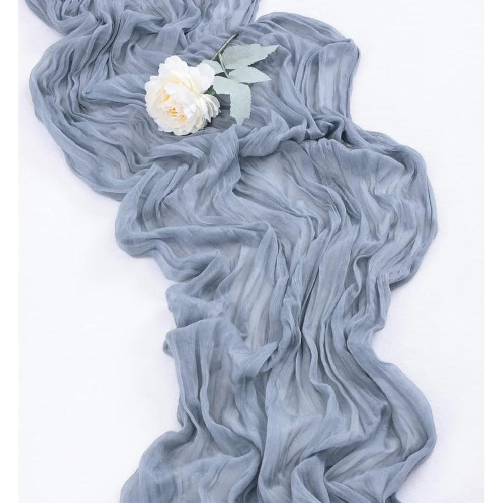 Paquete de 2 Caminos de Mesa de Gasa Azul Polvoriento 90x300 cm