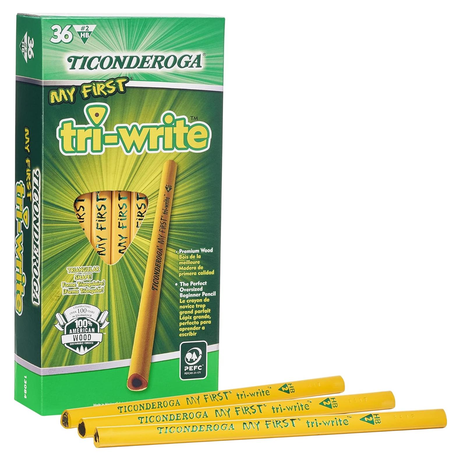 Lápices Ticonderoga My First Tri-Write #2 HB Amarillo - Paquete de 6