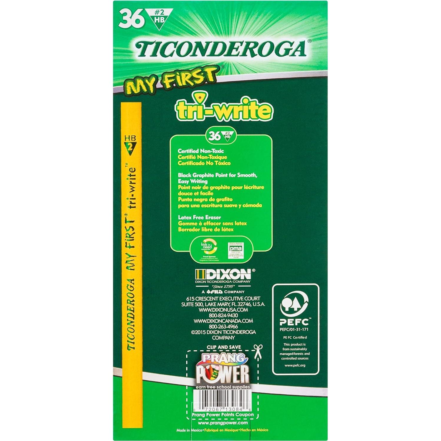 Lápices Ticonderoga My First Tri-Write #2 HB Amarillo - Paquete de 6