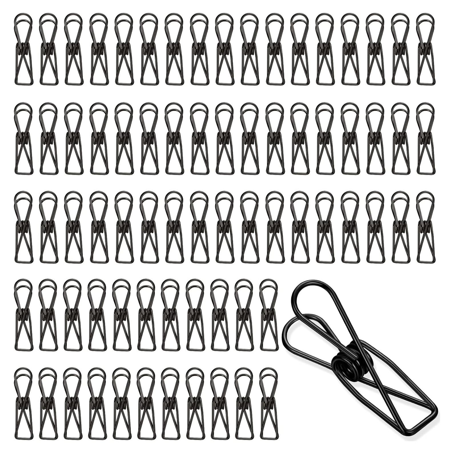 100 Clips de Papel de Acero Inoxidable Sabary - Negro Pequeño