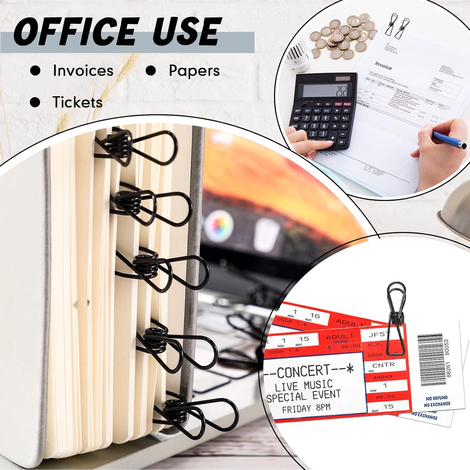 100 Clips de Papel de Acero Inoxidable Sabary - Negro Pequeño