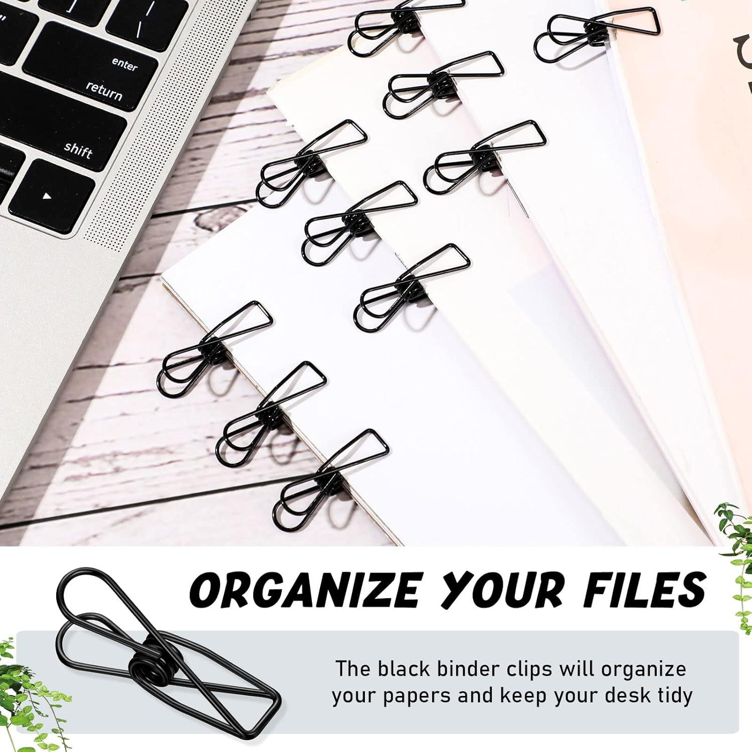 100 Clips de Papel de Acero Inoxidable Sabary - Negro Pequeño