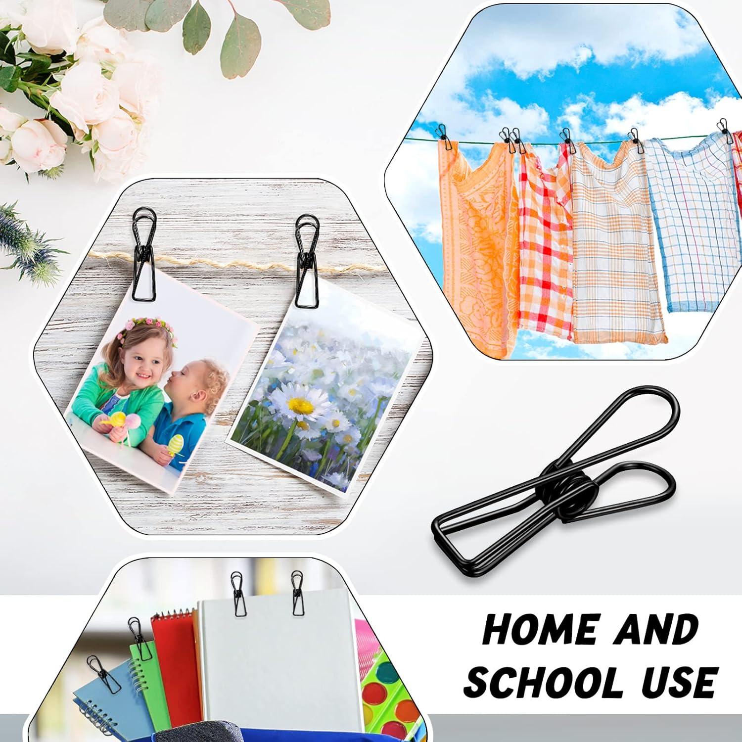 100 Clips de Papel de Acero Inoxidable Sabary - Negro Pequeño