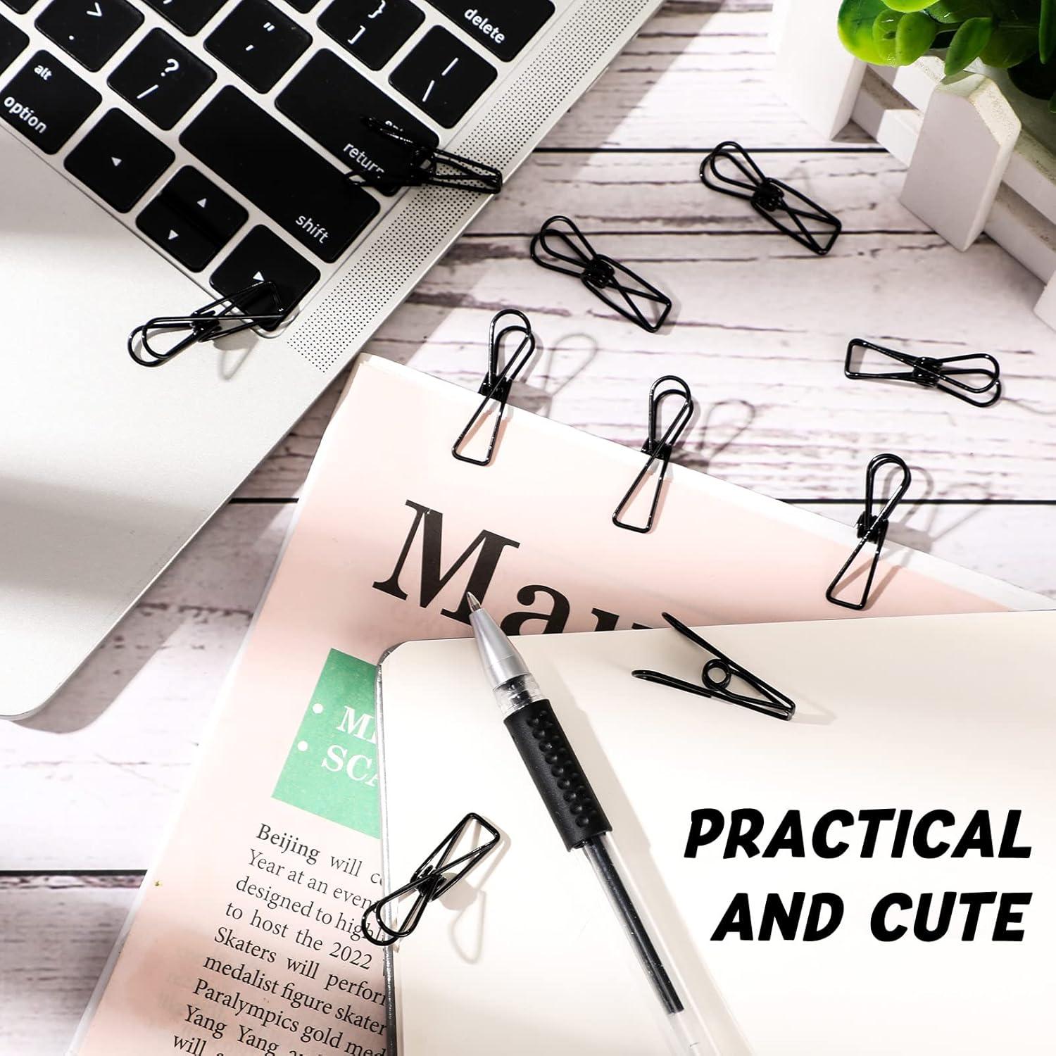 100 Clips de Papel de Acero Inoxidable Sabary - Negro Pequeño