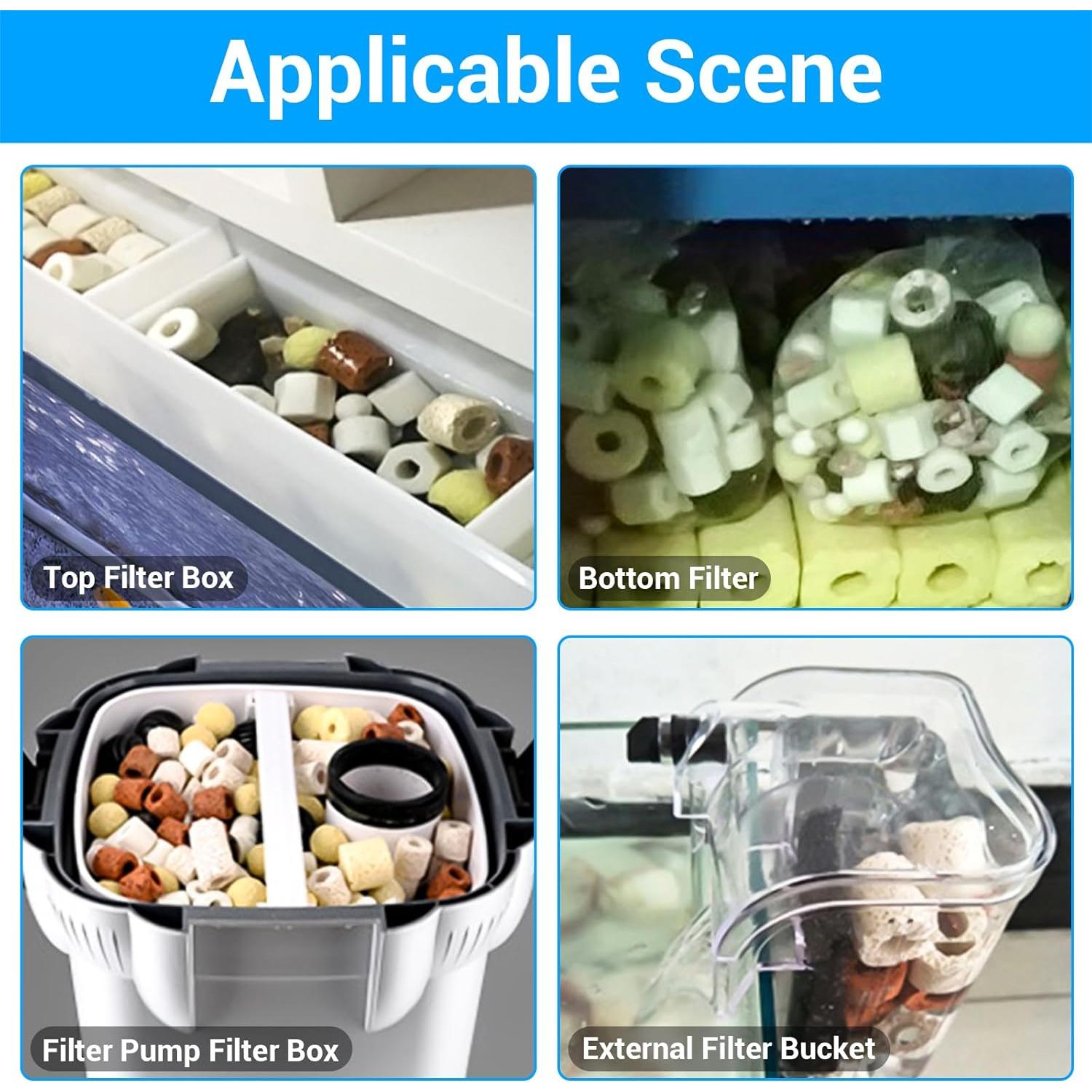 Segarty Filter Media,12 in 1 Bio Media for Aquarium Sump Filter Ceramic Rings Activated Carbon Bio Balls Freshwater Marine Biological Filter Media for Koi Fish Tank Pond Canister (1.1lb with Mesh Bag)