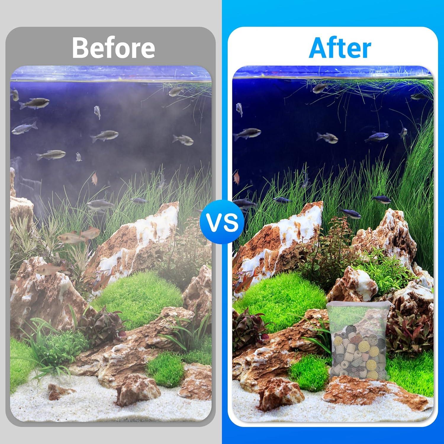 Segarty Filter Media,12 in 1 Bio Media for Aquarium Sump Filter Ceramic Rings Activated Carbon Bio Balls Freshwater Marine Biological Filter Media for Koi Fish Tank Pond Canister (1.1lb with Mesh Bag)