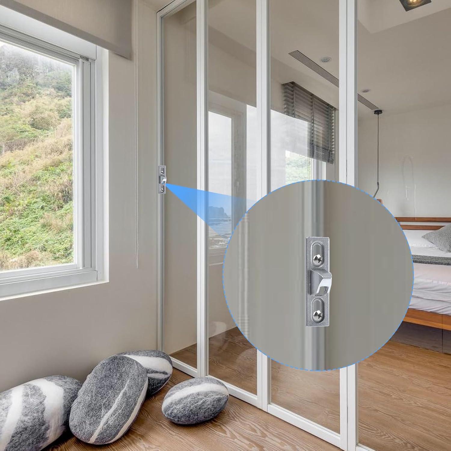 2 Sujetadores de Puerta Corredera HJZHII Plata 6.1x1.7cm