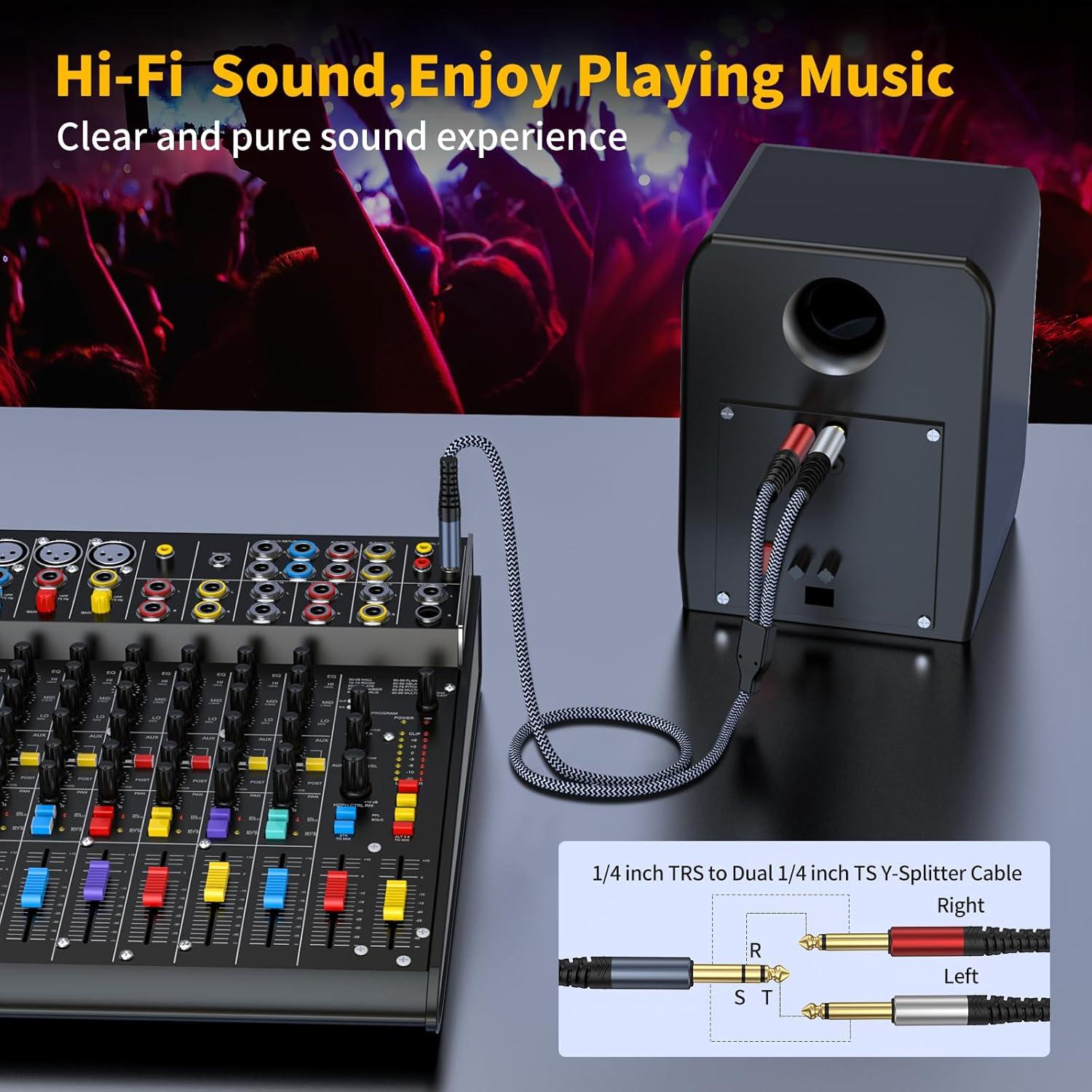 Cable de Audio GOSYSONG 1/4 Estéreo a Doble 1/4 Mono 0.91m