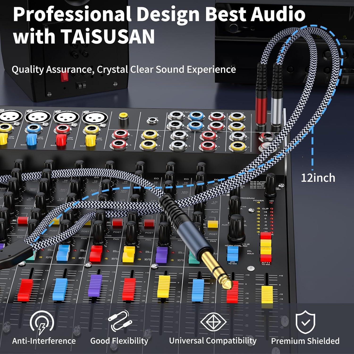 Cable de Audio GOSYSONG 1/4 Estéreo a Doble 1/4 Mono 0.91m