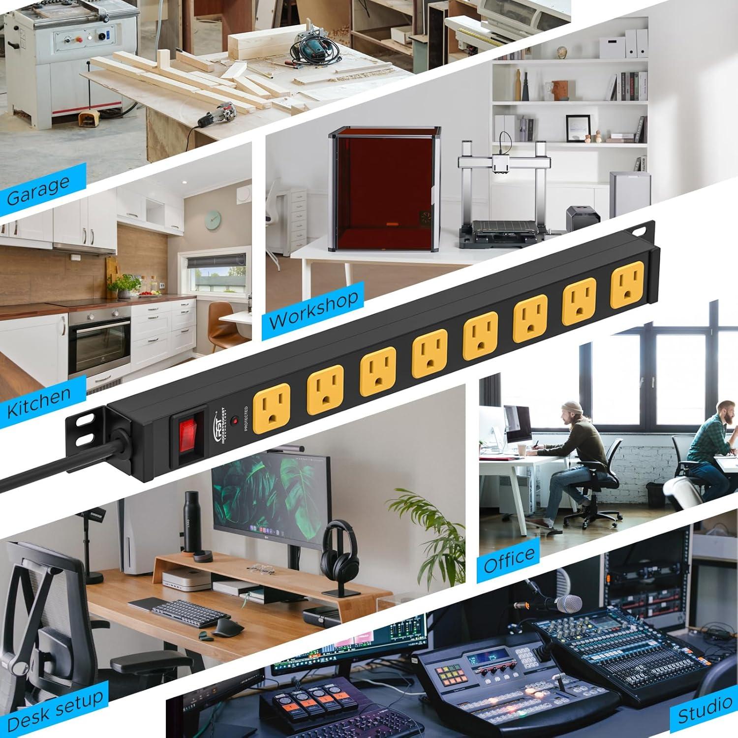 Regleta de Poder Montable 8 Tomas 2100 Julios ETL 1.83m