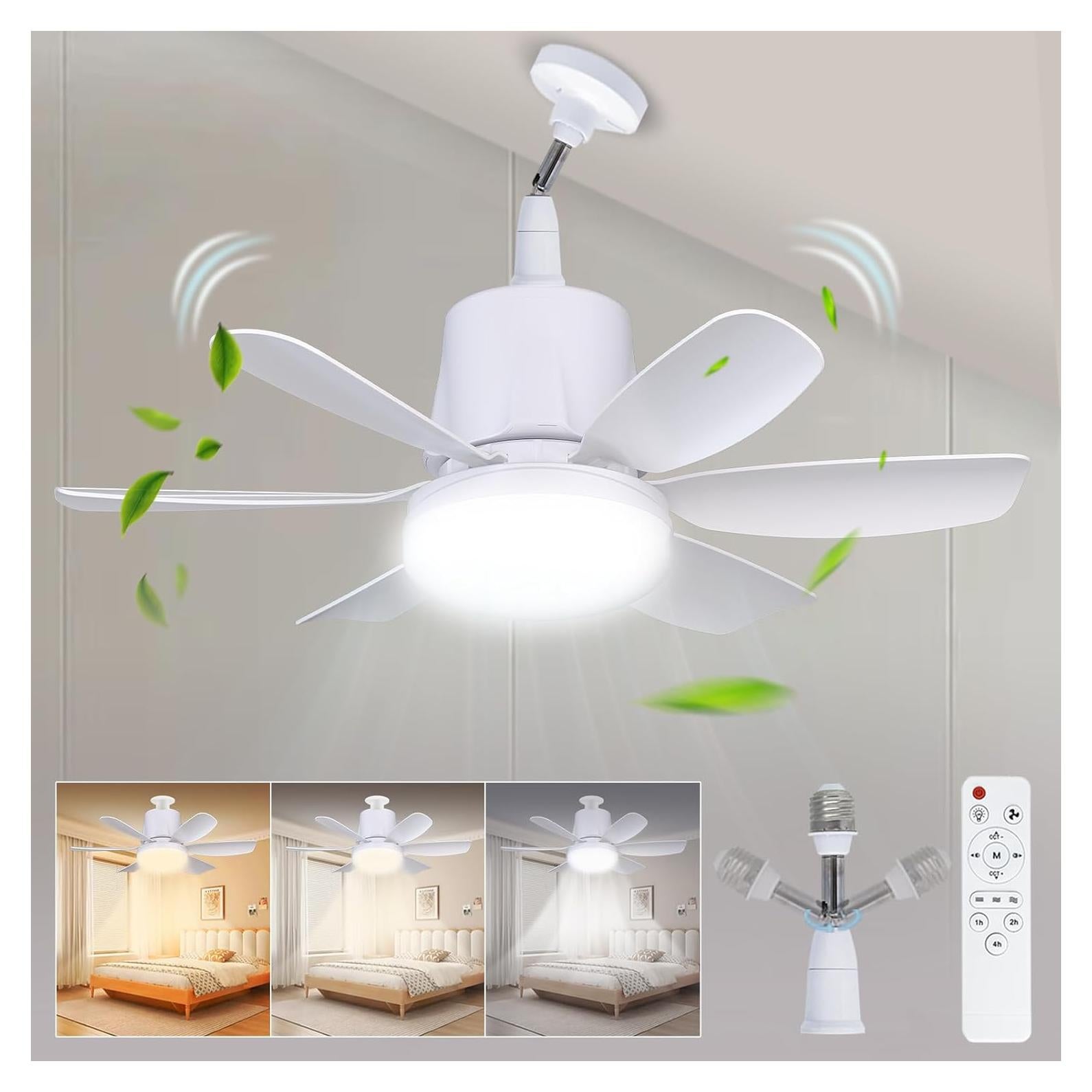Ventilador de Techo con Luz LED LANMEL 2 en 1 Blanco 40W