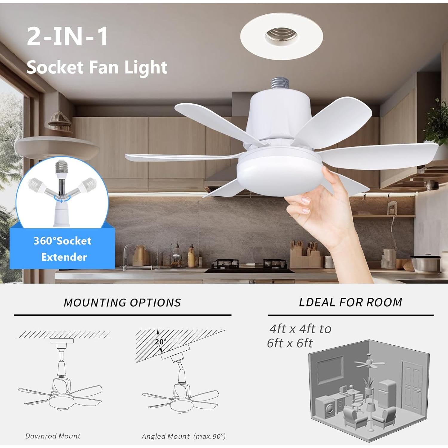 Ventilador de Techo con Luz LED LANMEL 2 en 1 Blanco 40W