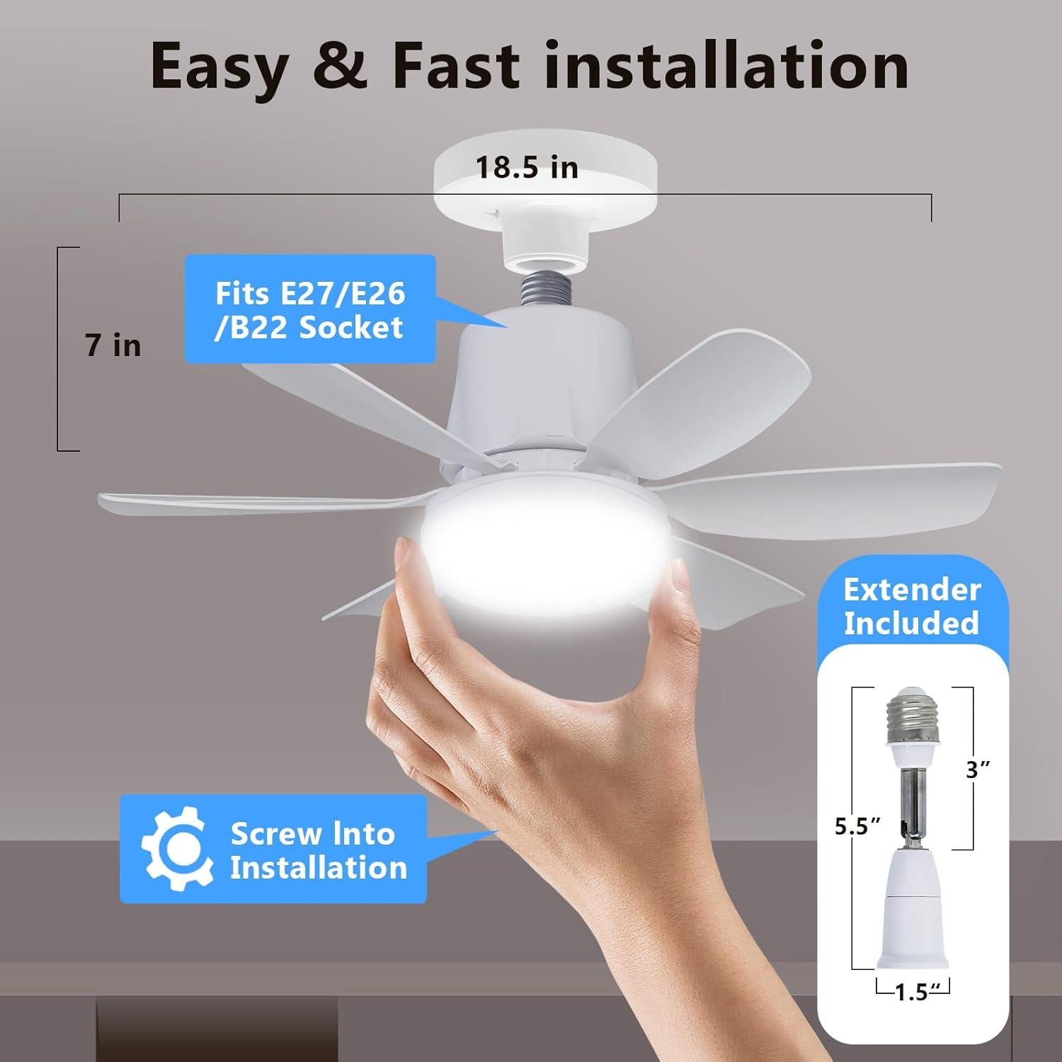 Ventilador de Techo con Luz LED LANMEL 2 en 1 Blanco 40W