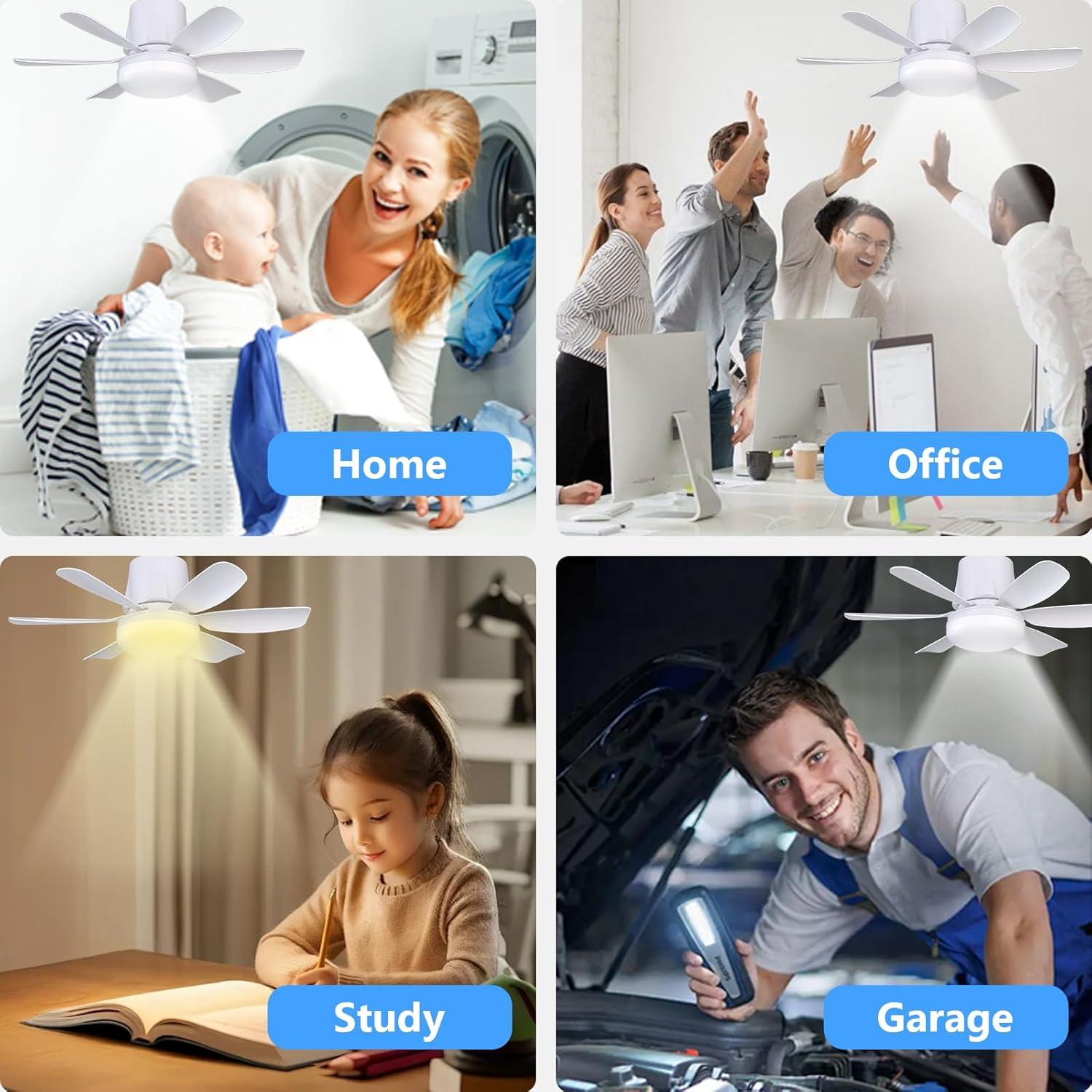 Ventilador de Techo con Luz LED LANMEL 2 en 1 Blanco 40W