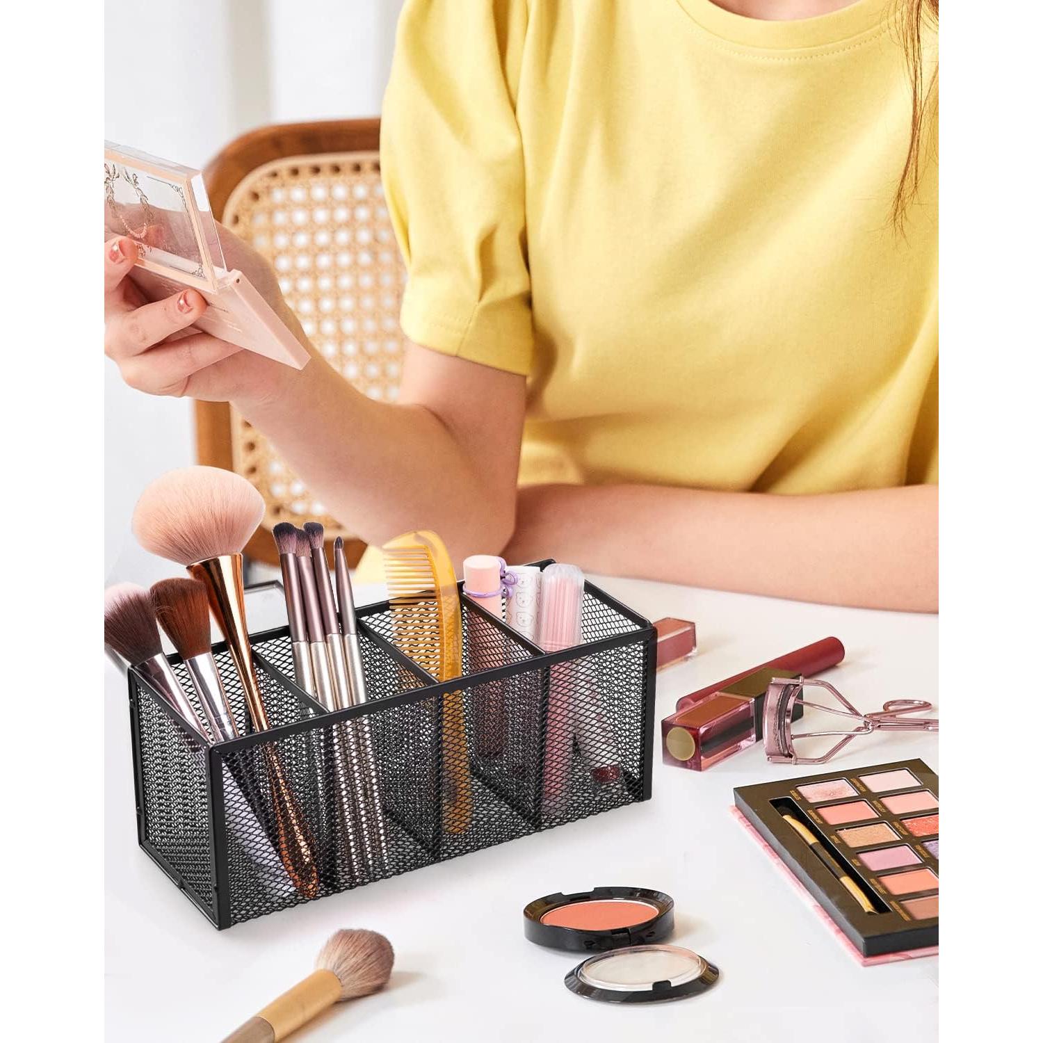 Soporte para Lápices QYH de Malla Metálica 4 Compartimentos