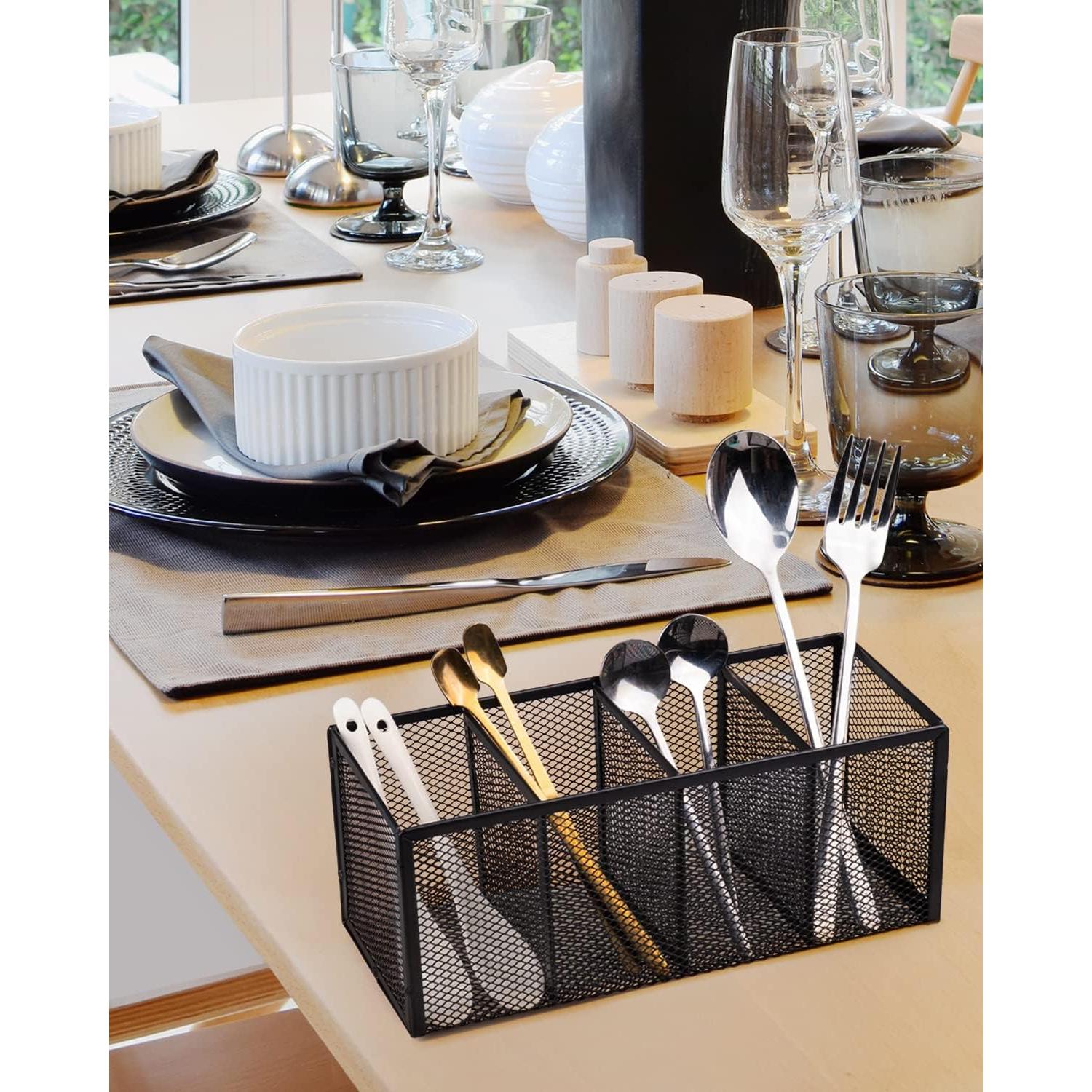 Soporte para Lápices QYH de Malla Metálica 4 Compartimentos