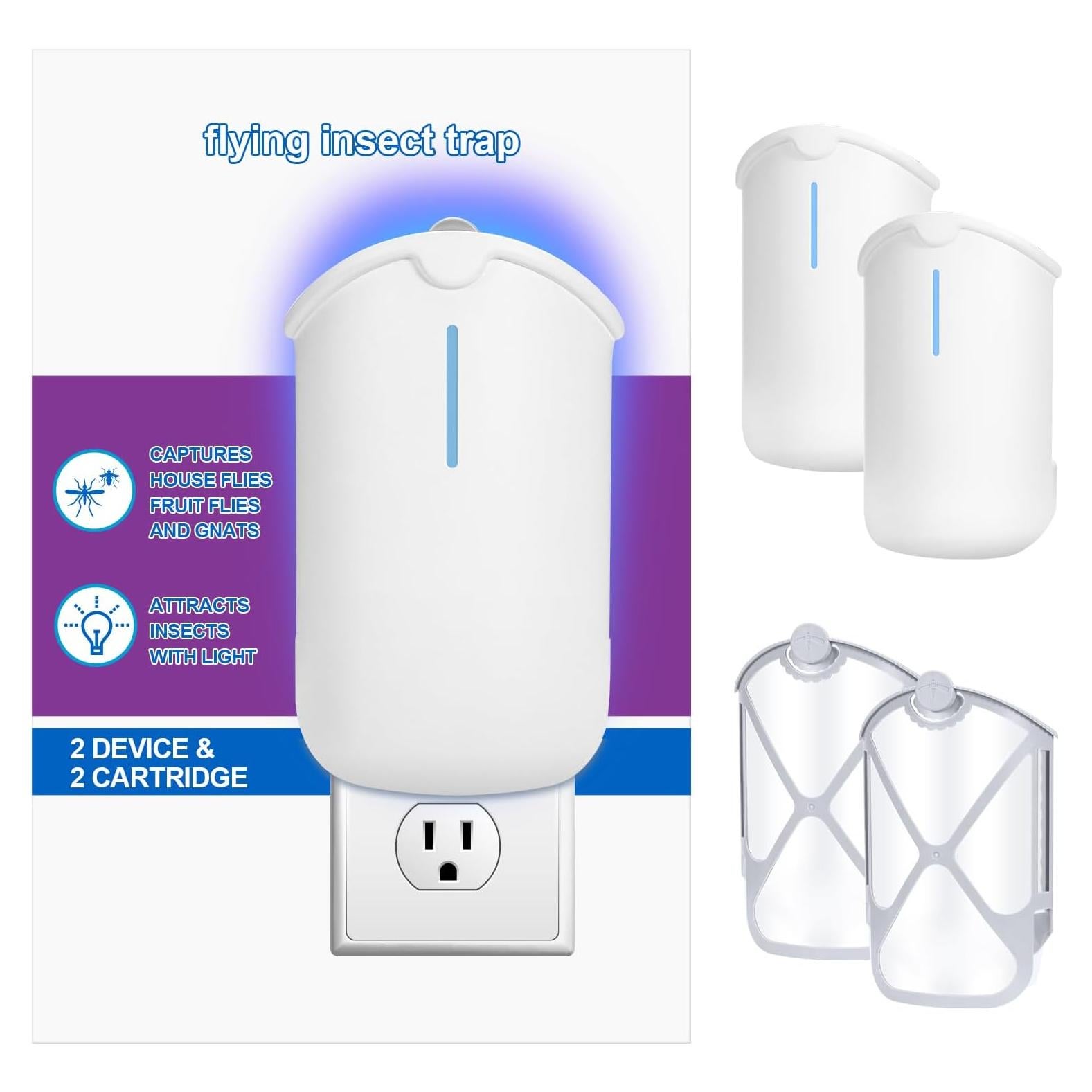 Trampa de Insectos Husaco - 2 Dispositivos y 2 Cartuchos - Captura Moscas y Mosquitos