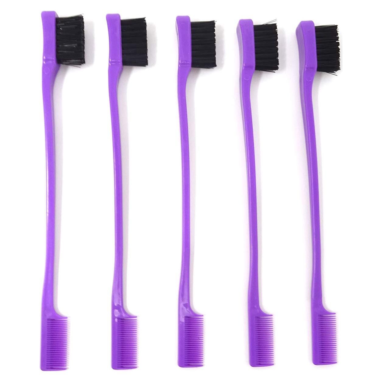 5 Cepillos de Bordes Doble Cara Honbay 17.8cm Púrpura