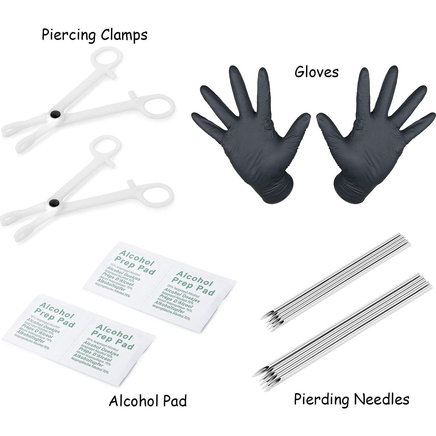 Kit de Piercing Profesional ORAZIO 84 Piezas Acero Inoxidable
