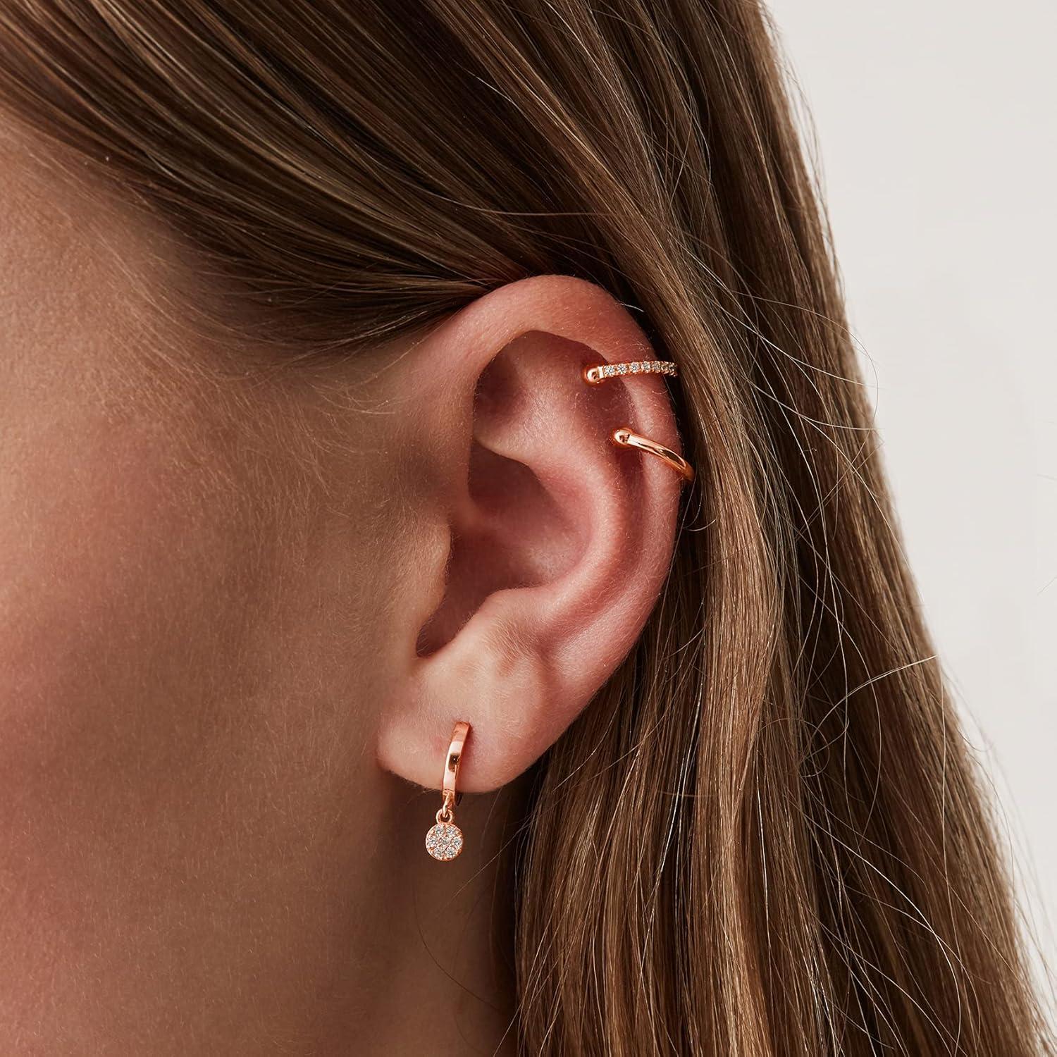 Aretes Huggie Redondos PAVOI de Plata Esterlina 925 Baño Oro 14K