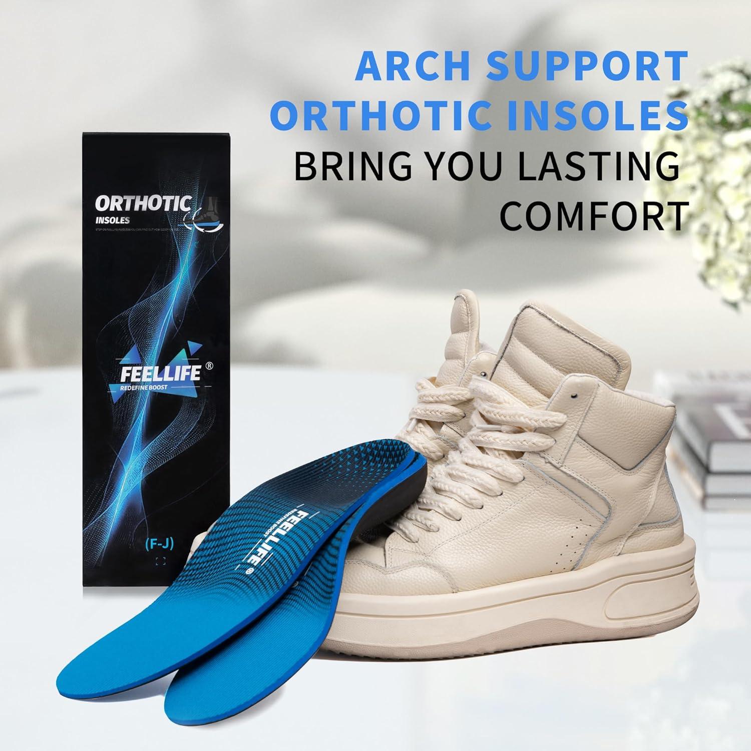 Plantillas Ortopédicas FEELLIFE para Fascitis Plantar - Soporte Arco Alto