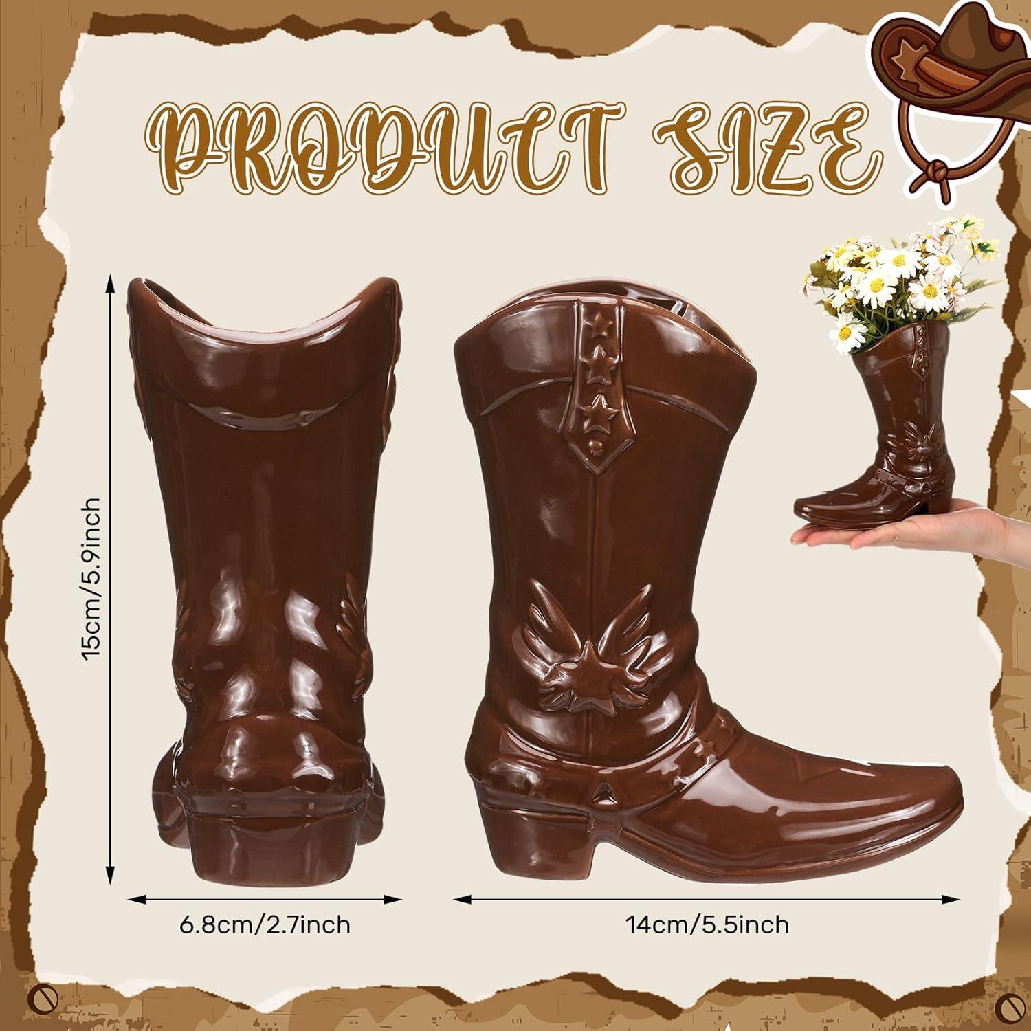 Jarrón de Bota Vaquera CroBlissful 15 cm Cerámica Marrón