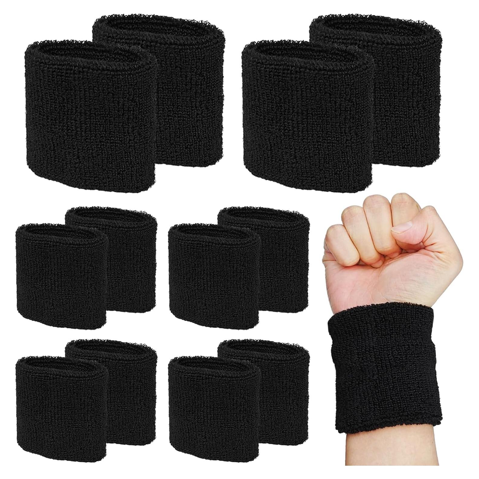 12 Muñequera Deportiva IAXSEE Negras Absorbentes para Todos