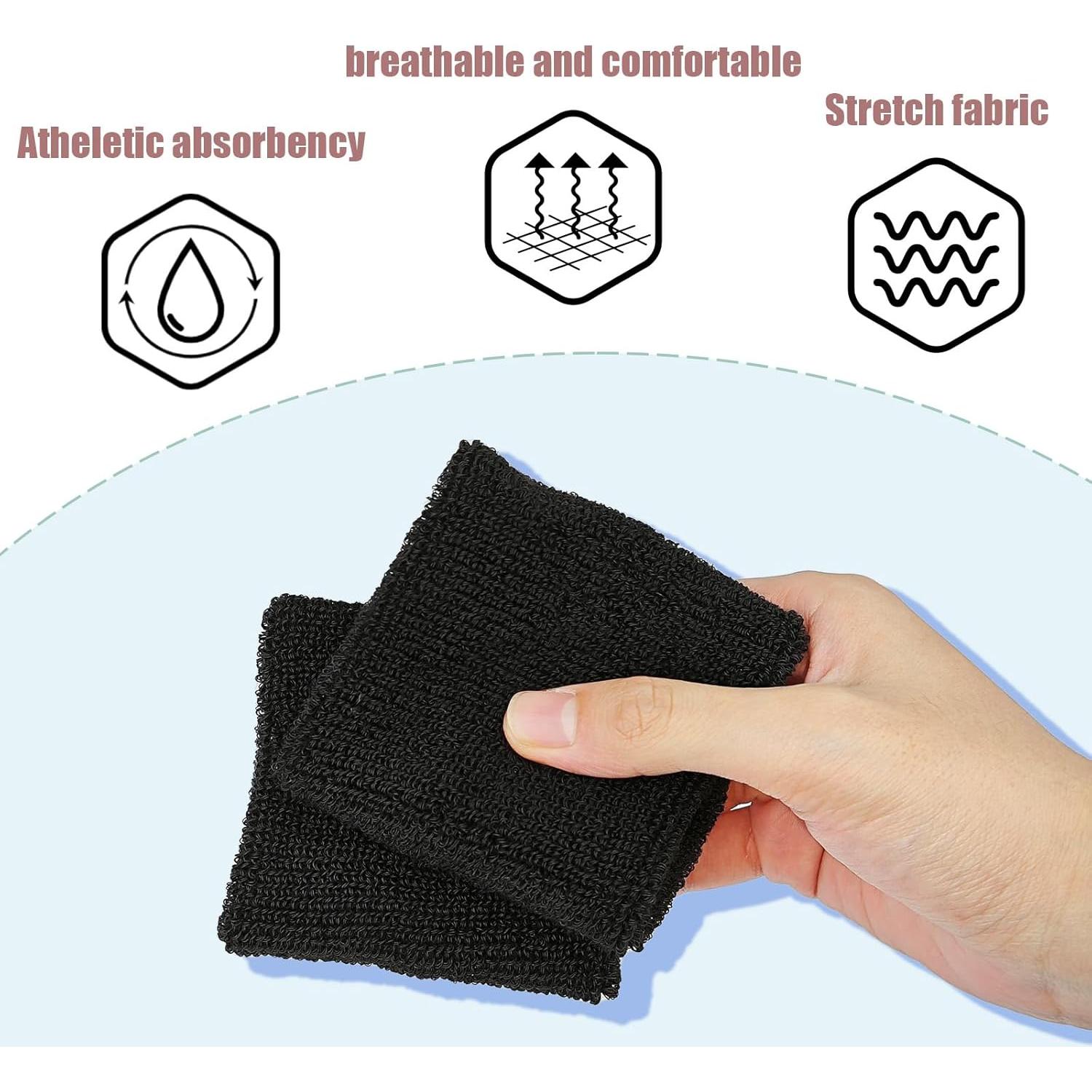 12 Muñequera Deportiva IAXSEE Negras Absorbentes para Todos