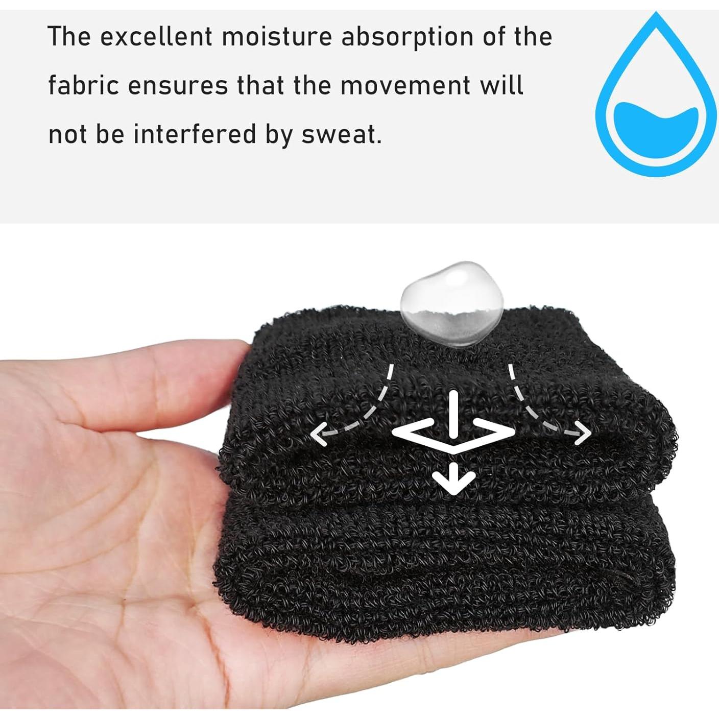 12 Muñequera Deportiva IAXSEE Negras Absorbentes para Todos