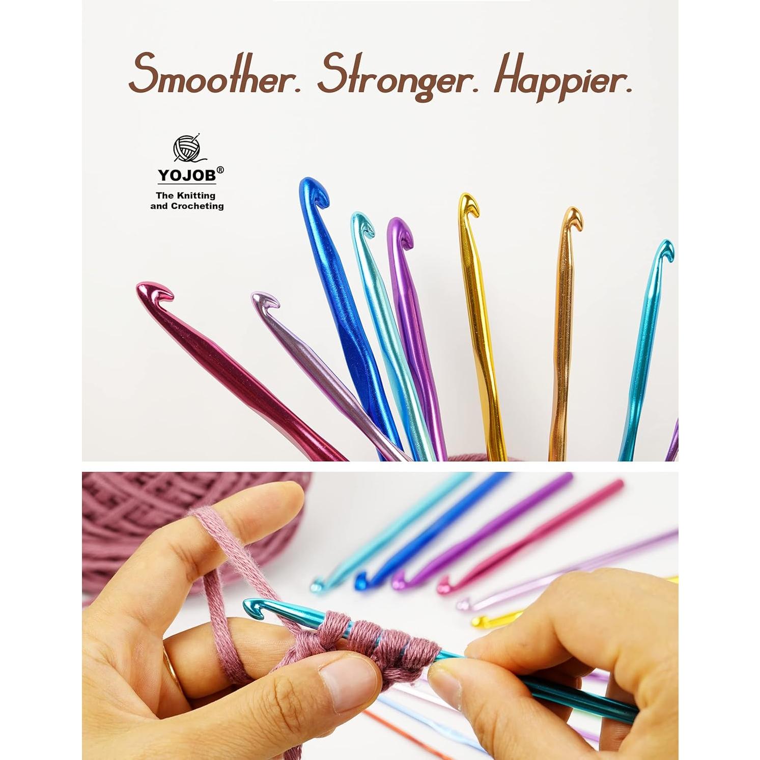 Kit de Ganchillos Tradicionales YOJOB 14 Tamaños Agujas Crochet